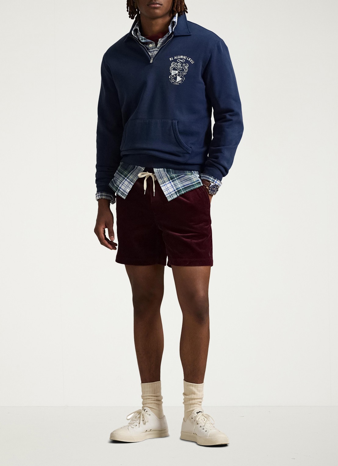 Ralph Lauren Straight fit korte broek van corduroy - voorkant 2 ruby / bordeauxrood