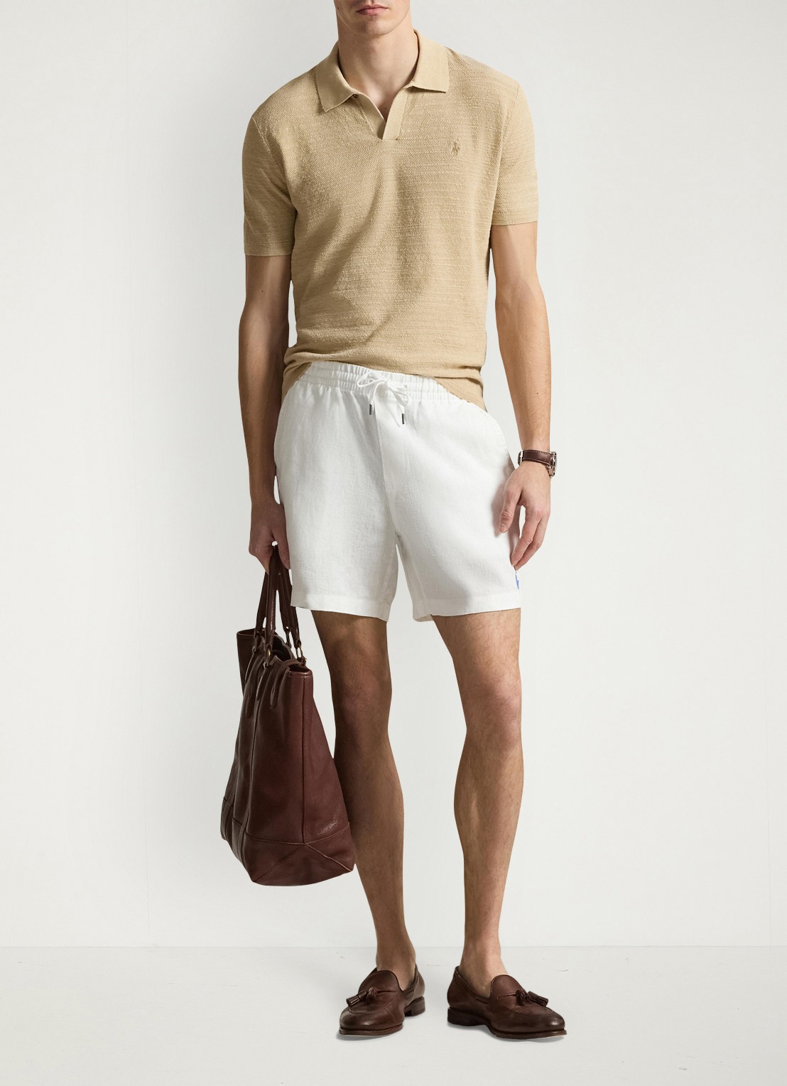 Ralph Lauren Straight fit korte broek van linnen - voorkant 3 white / wit
