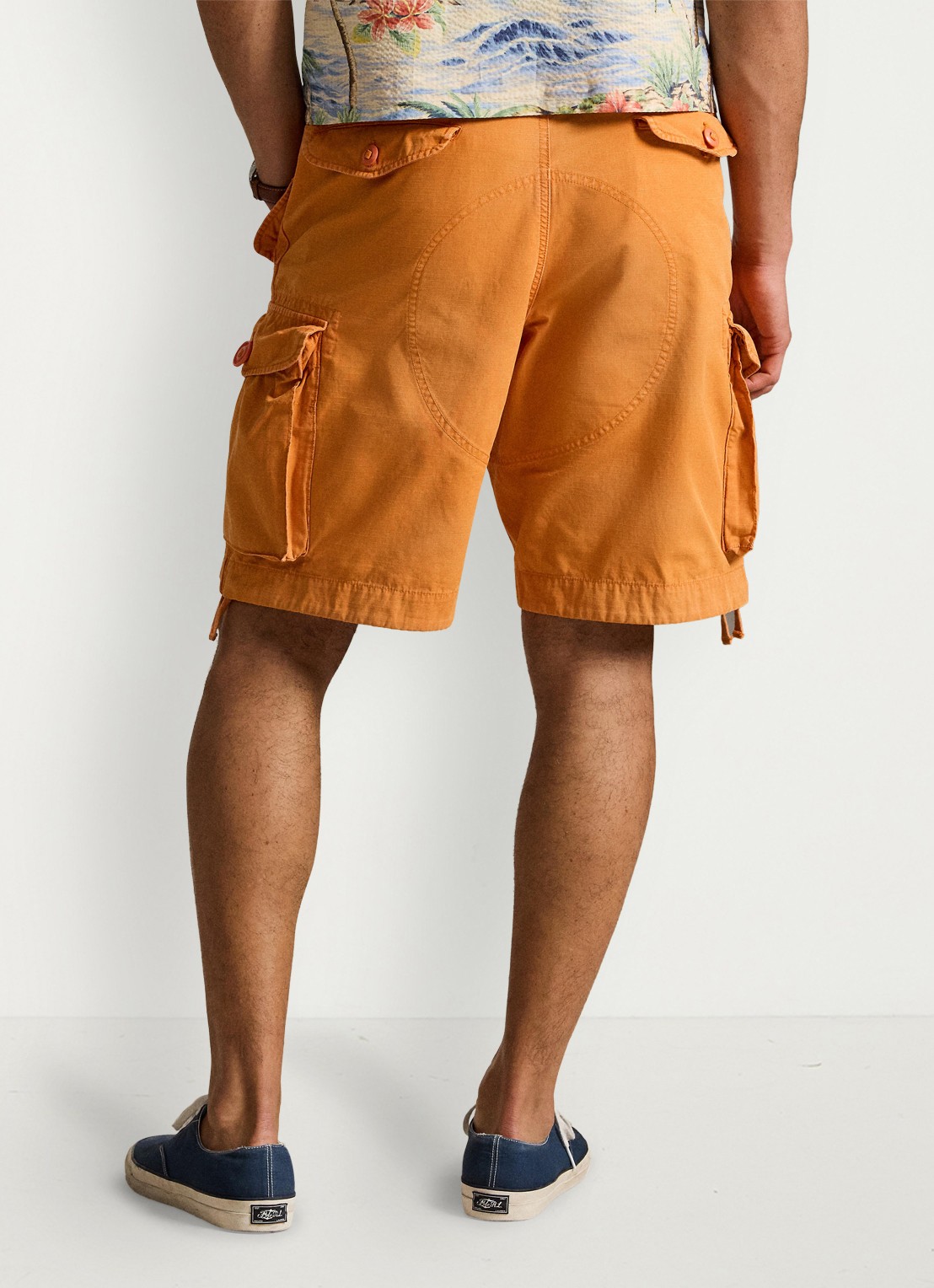 Ralph Lauren Straight fit korte cargobroek met klepzakken - achterkant 4 washed optic orange / oranje