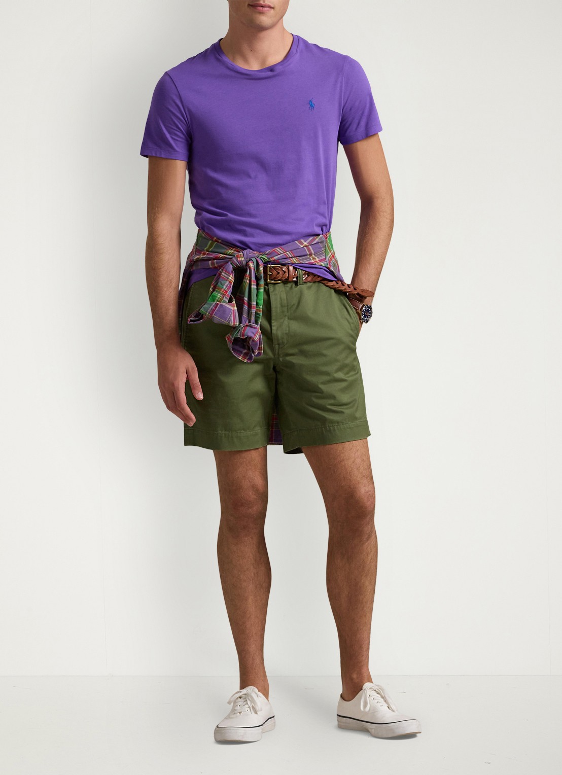 Ralph Lauren Straight fit korte chino met stretch - voorkant 3 garden trail