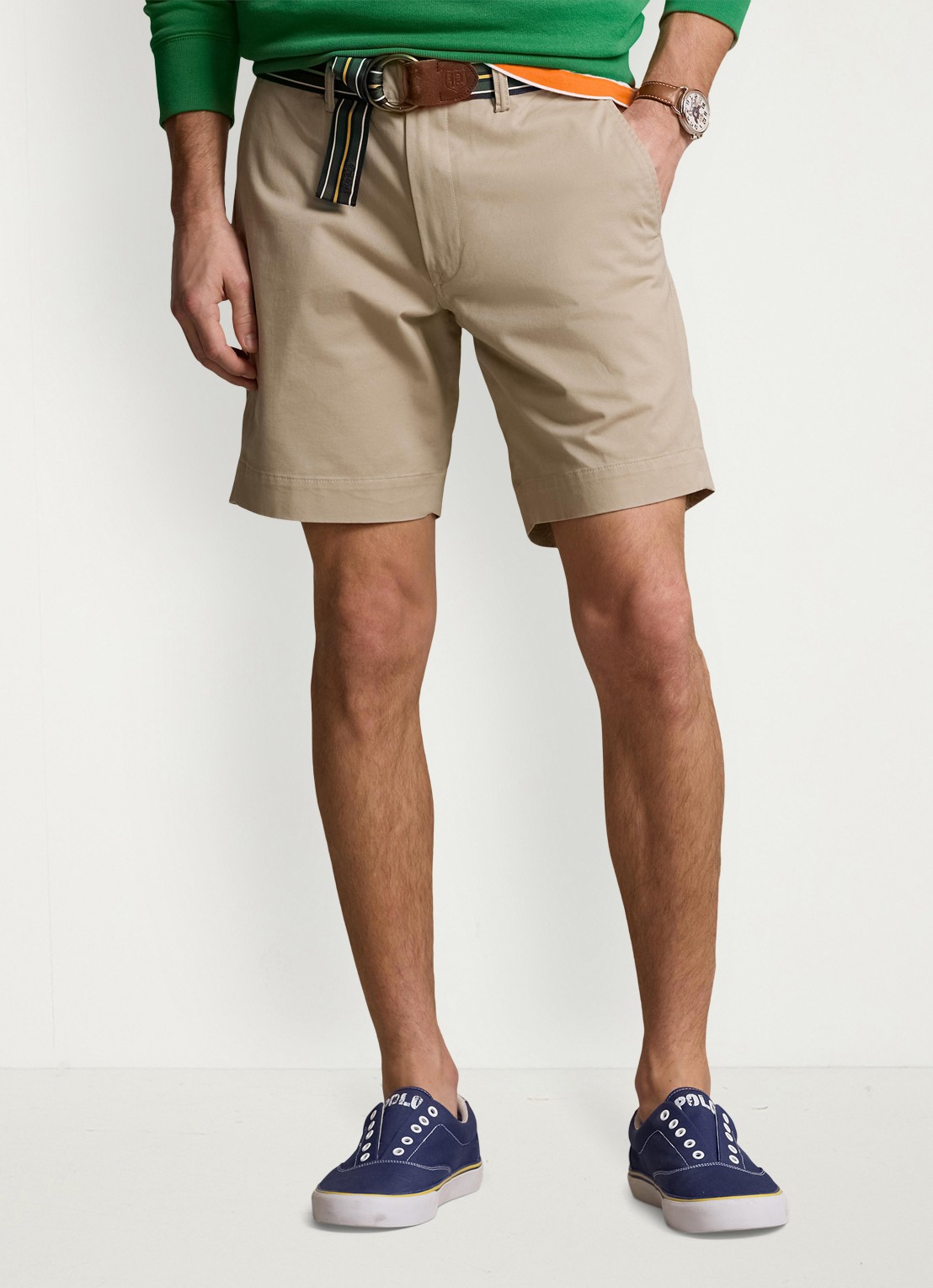 Ralph Lauren Straight fit korte chino met stretch - detail khaki tan / beige