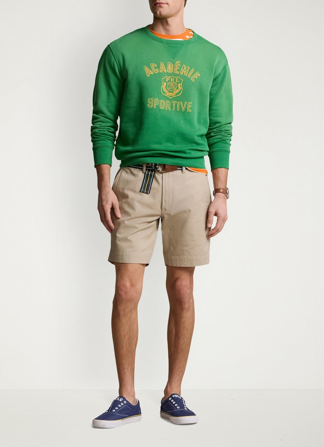 Ralph Lauren Straight fit korte chino met stretch - voorkant 4 khaki tan / beige