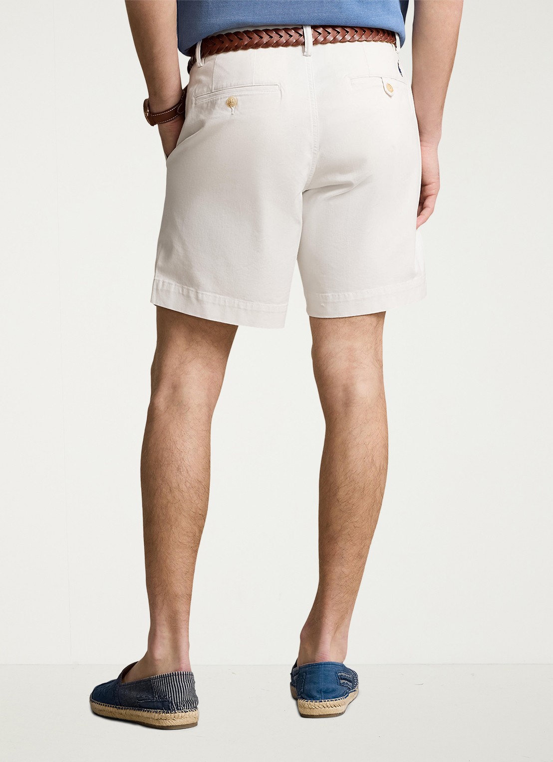Ralph Lauren Straight fit korte chino met stretch - achterkant 4 deckwash white / wit