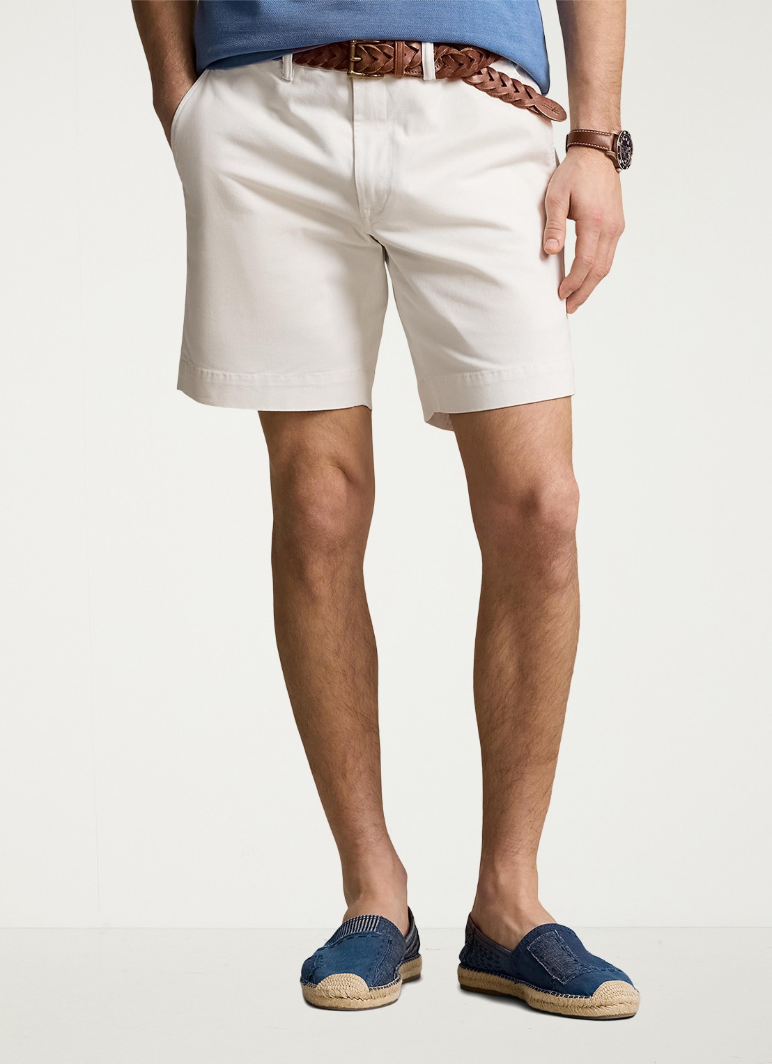 Ralph Lauren Straight fit korte chino met stretch - detail deckwash white / wit