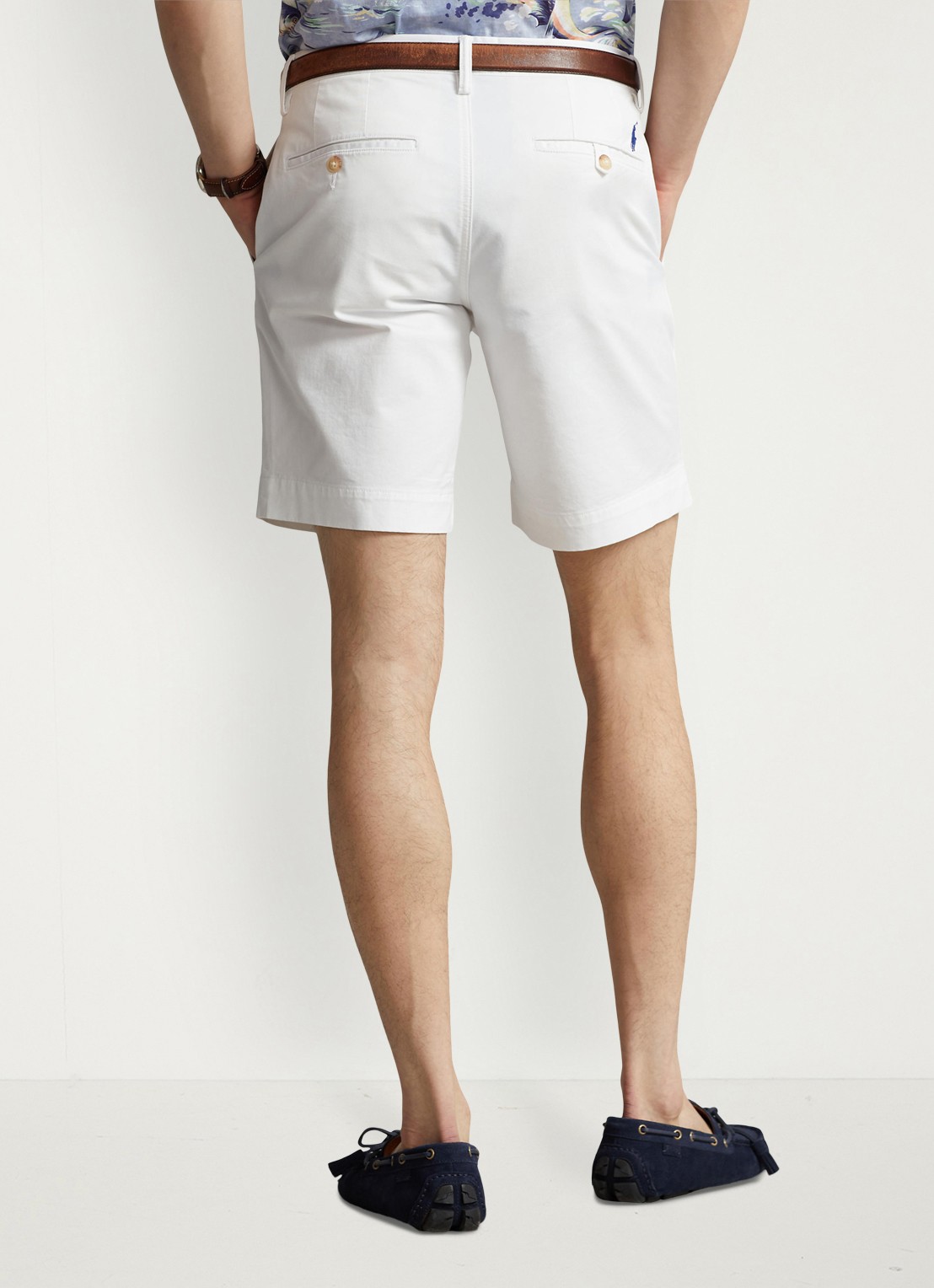 Ralph Lauren Straight fit korte chino met stretch - achterkant 3 white / wit
