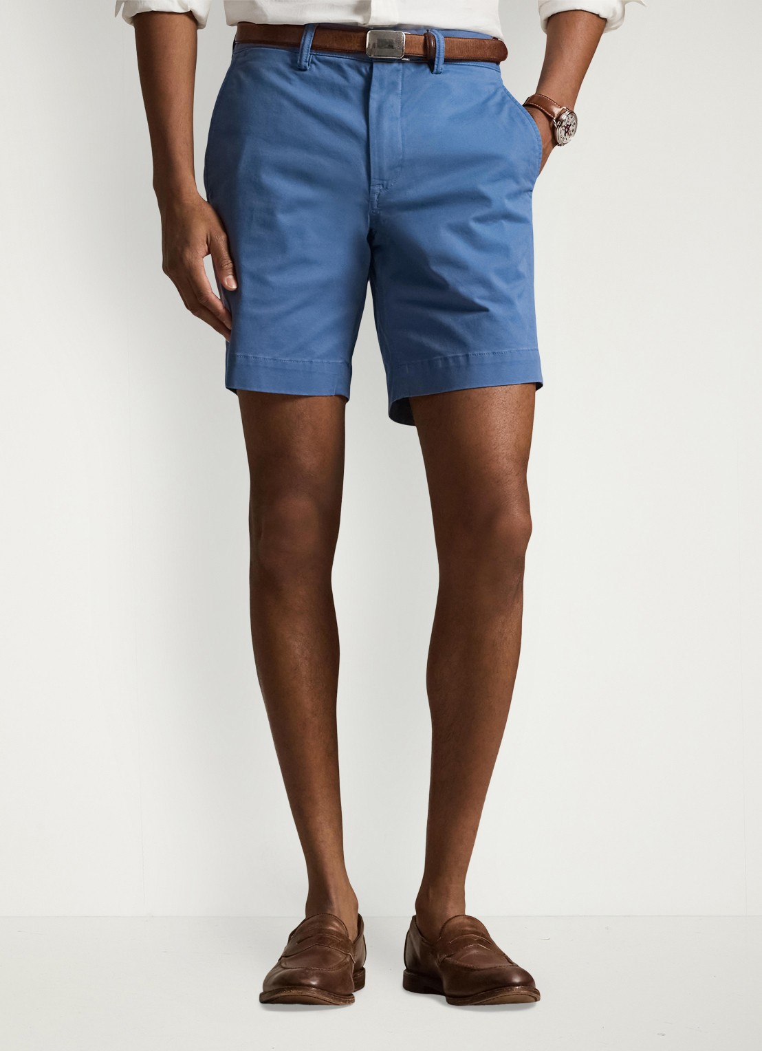 Ralph Lauren Straight fit korte chino met stretch - detail 4 delta blue / blauw