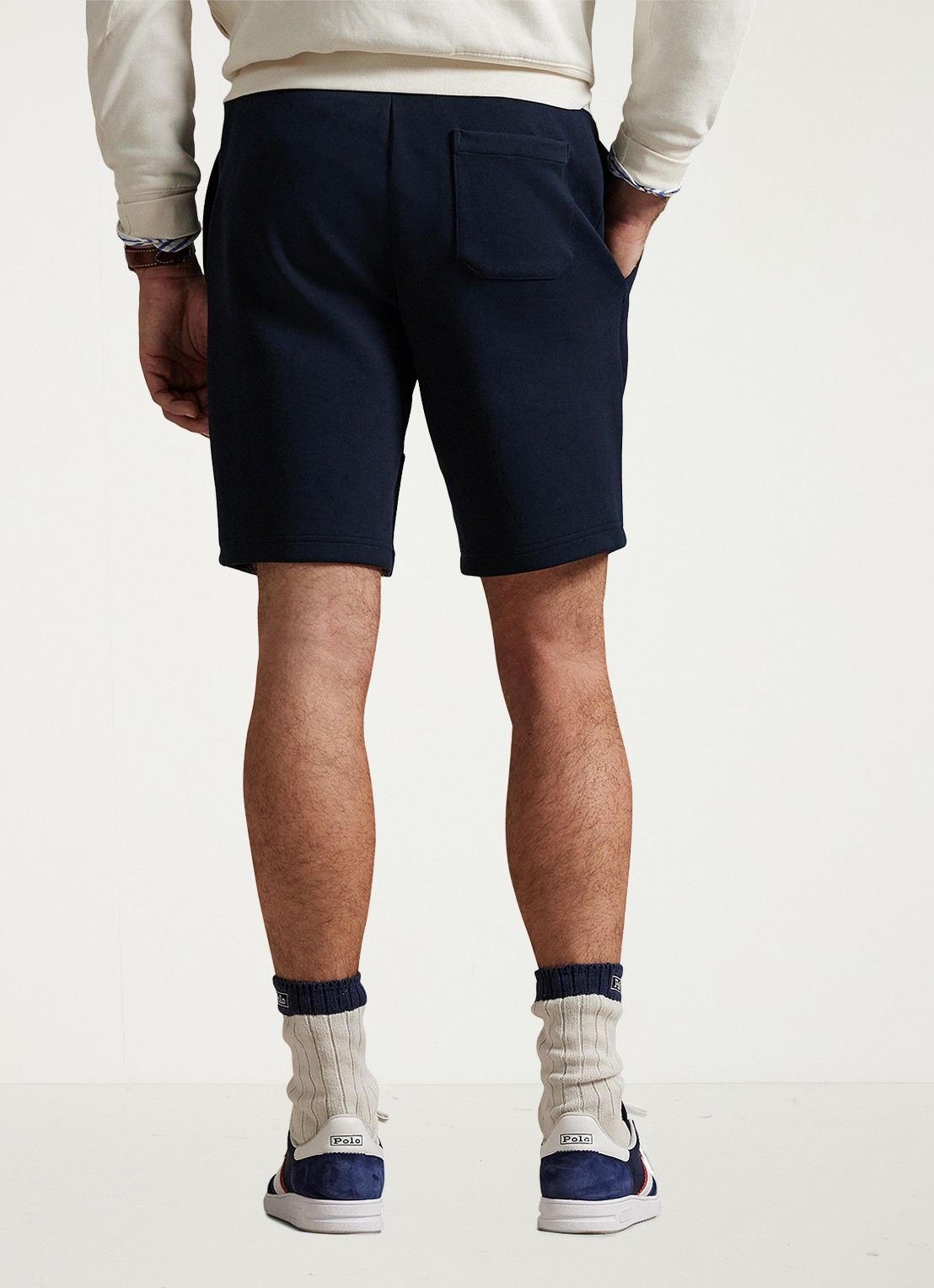 Ralph Lauren Straight fit korte joggingbroek met logo en steekzakken - achterkant 2 aviator navy / blauw