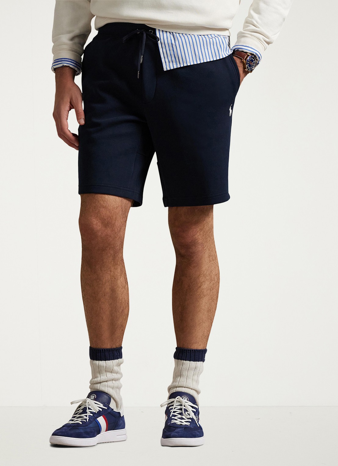Ralph Lauren Straight fit korte joggingbroek met logo en steekzakken - detail aviator navy / blauw