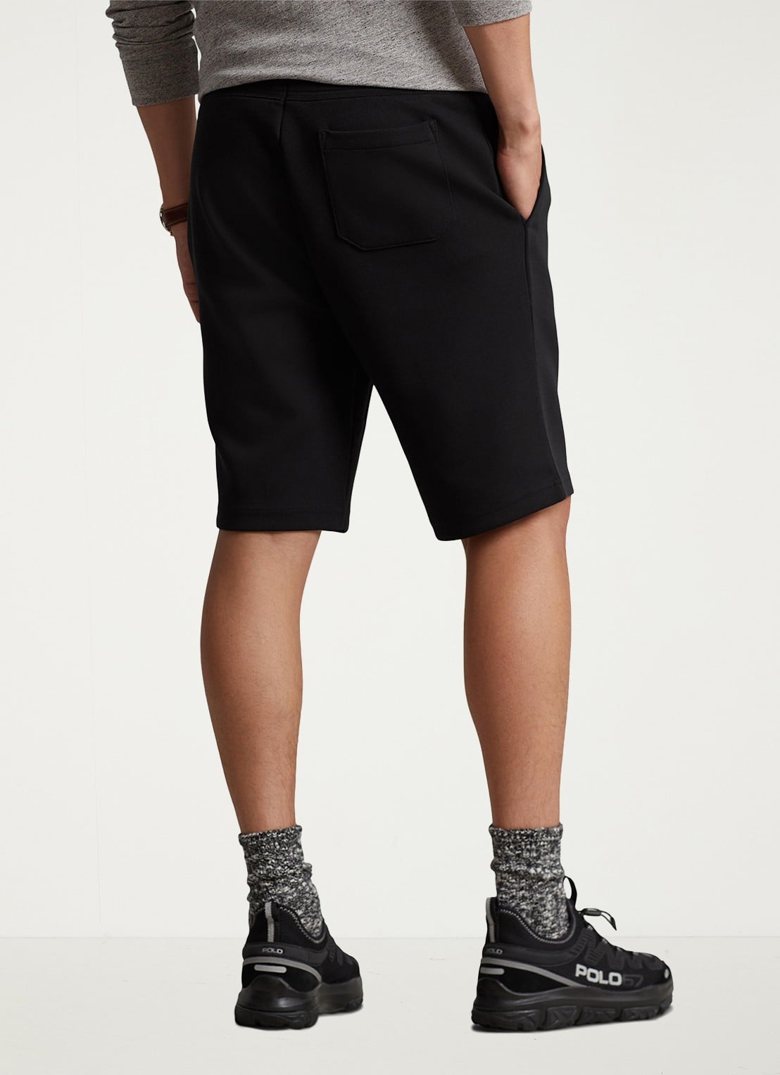 Ralph Lauren Straight fit korte joggingbroek met logo en steekzakken - achterkant polo black / zwart