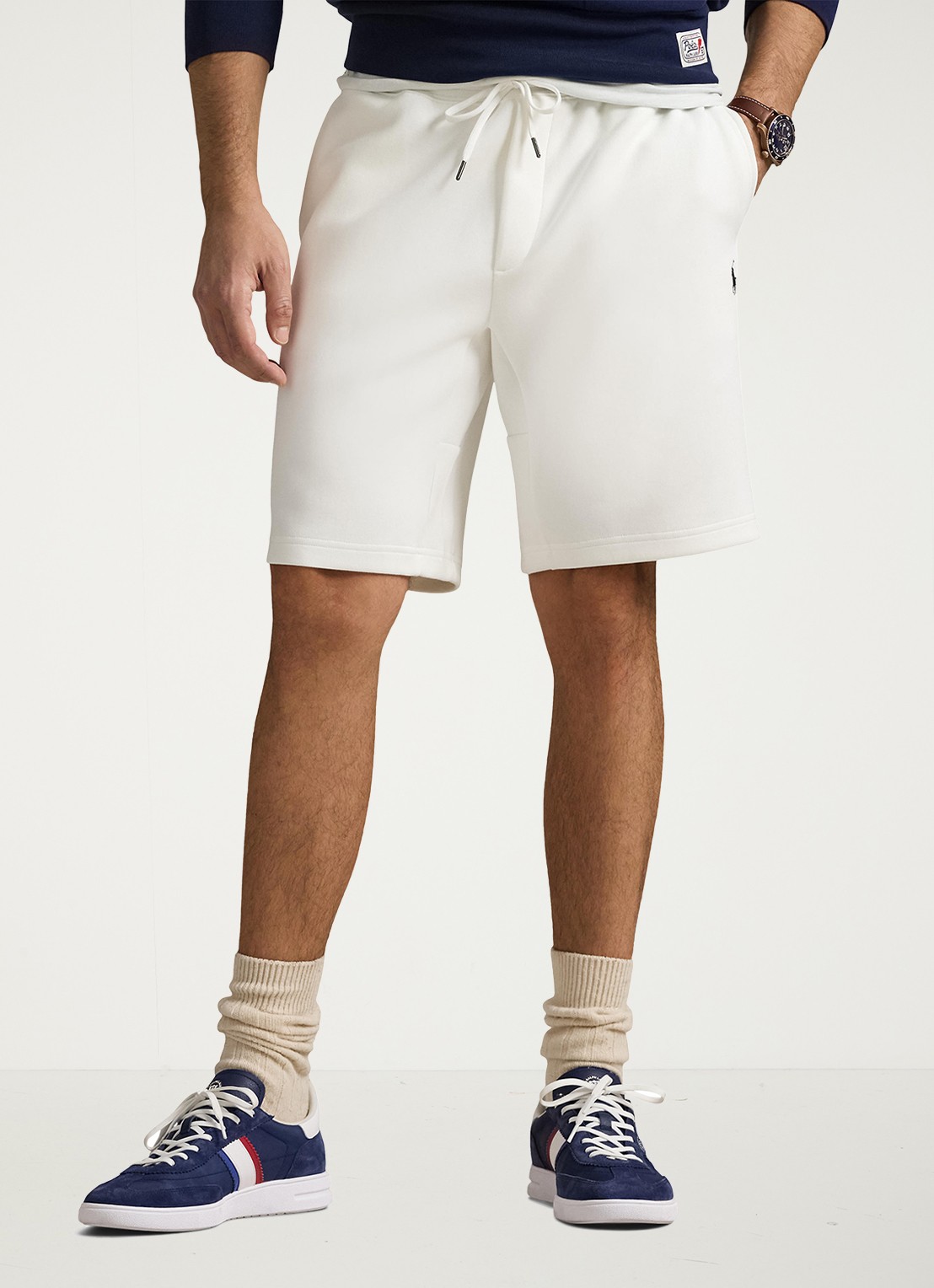 Ralph Lauren Straight fit korte joggingbroek met logo en steekzakken - detail 3 white / wit