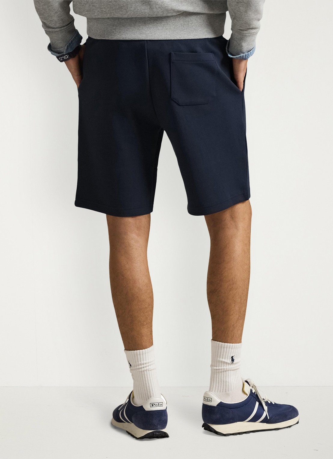 Ralph Lauren Straight fit korte joggingbroek met logo en steekzakken - achterkant 3 donkerblauw