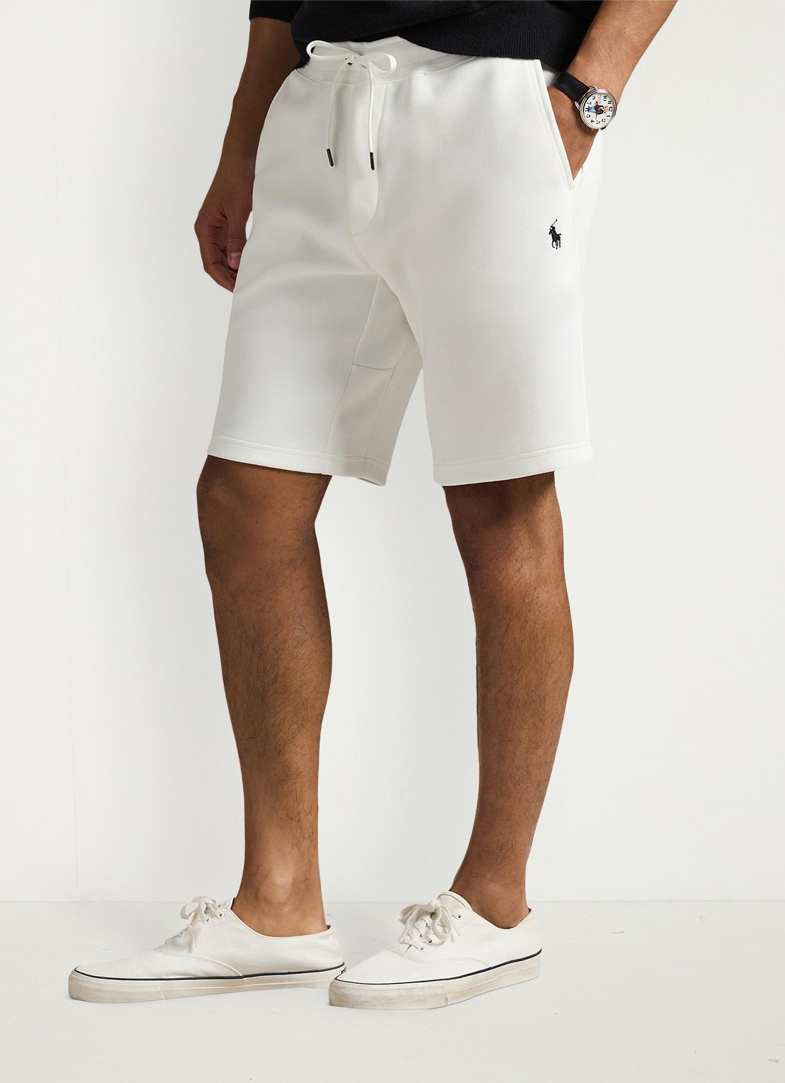 Ralph Lauren Straight fit korte joggingbroek met logo en steekzakken - detail 2 wit