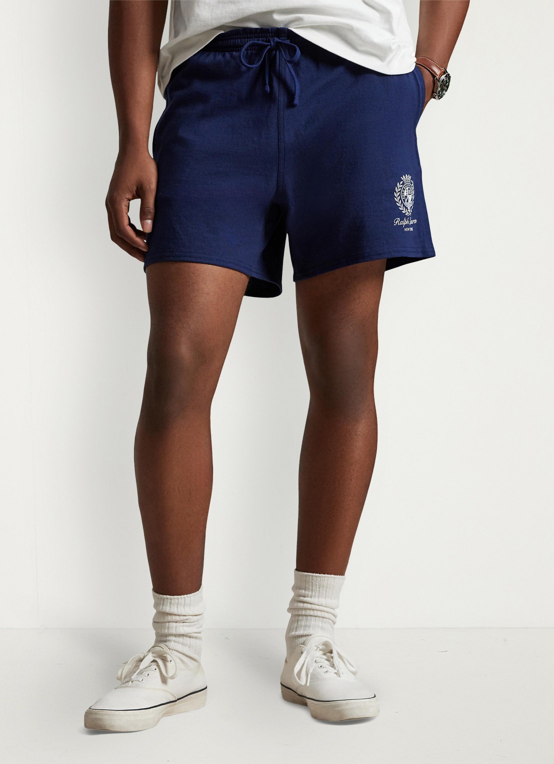 Ralph Lauren Straight fit korte joggingbroek met logo - detail newport navy