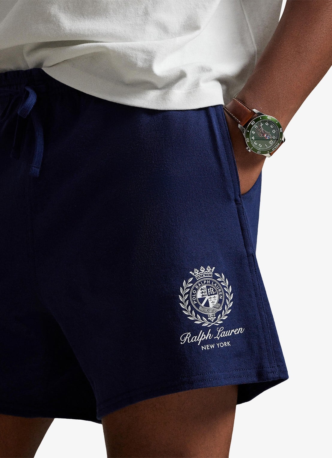 Ralph Lauren Straight fit korte joggingbroek met logo - detail 2 newport navy
