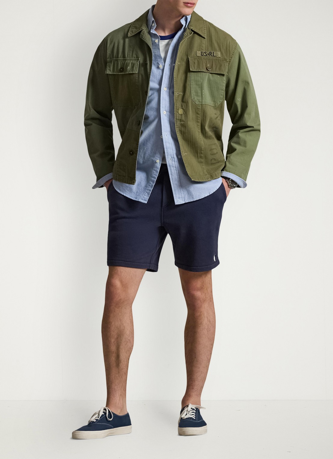 Ralph Lauren Straight fit korte joggingbroek met steekzakken - voorkant 4 newport navy