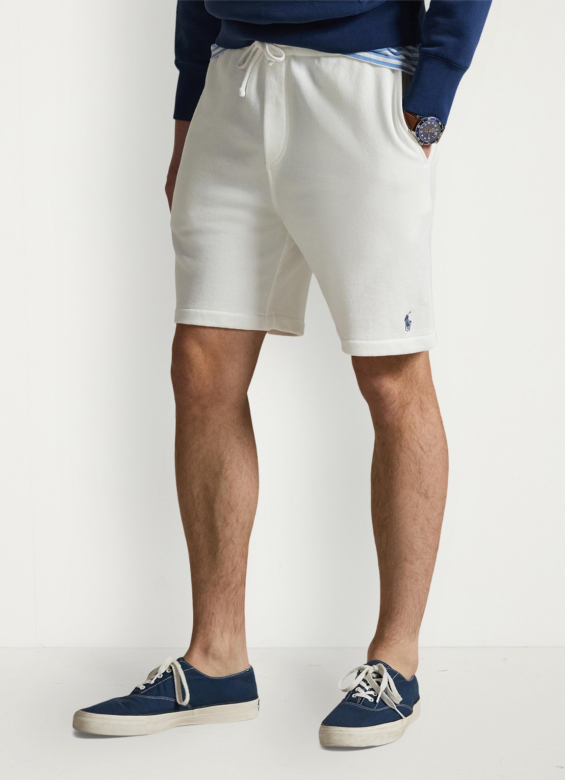 Ralph Lauren Straight fit korte joggingbroek met steekzakken - detail 2 white / wit