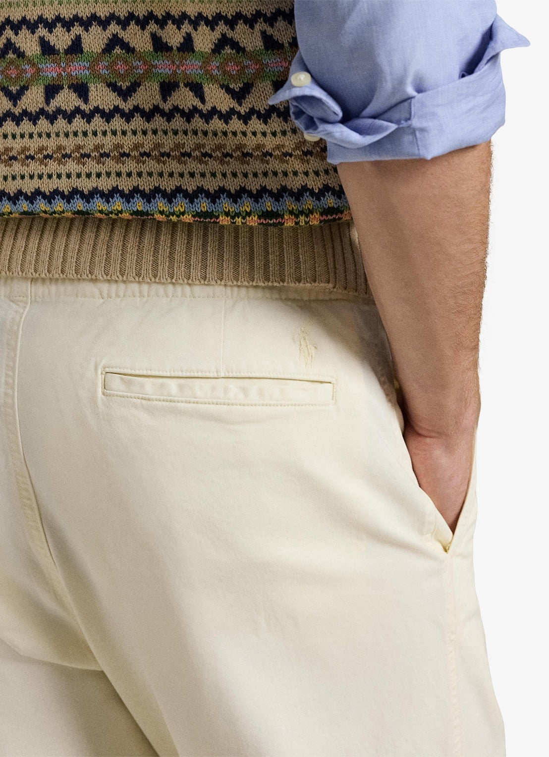 Ralph Lauren Straight fit pantalon met trekkoord - detail 2 creme