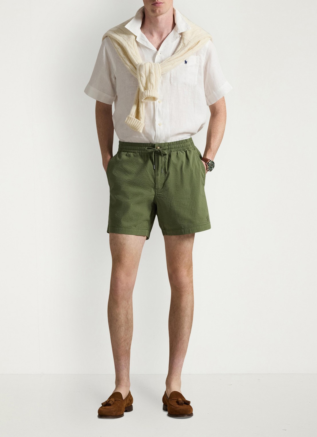 Ralph Lauren Straight fit short met steekzakken - voorkant 5 supply olive/garden trail