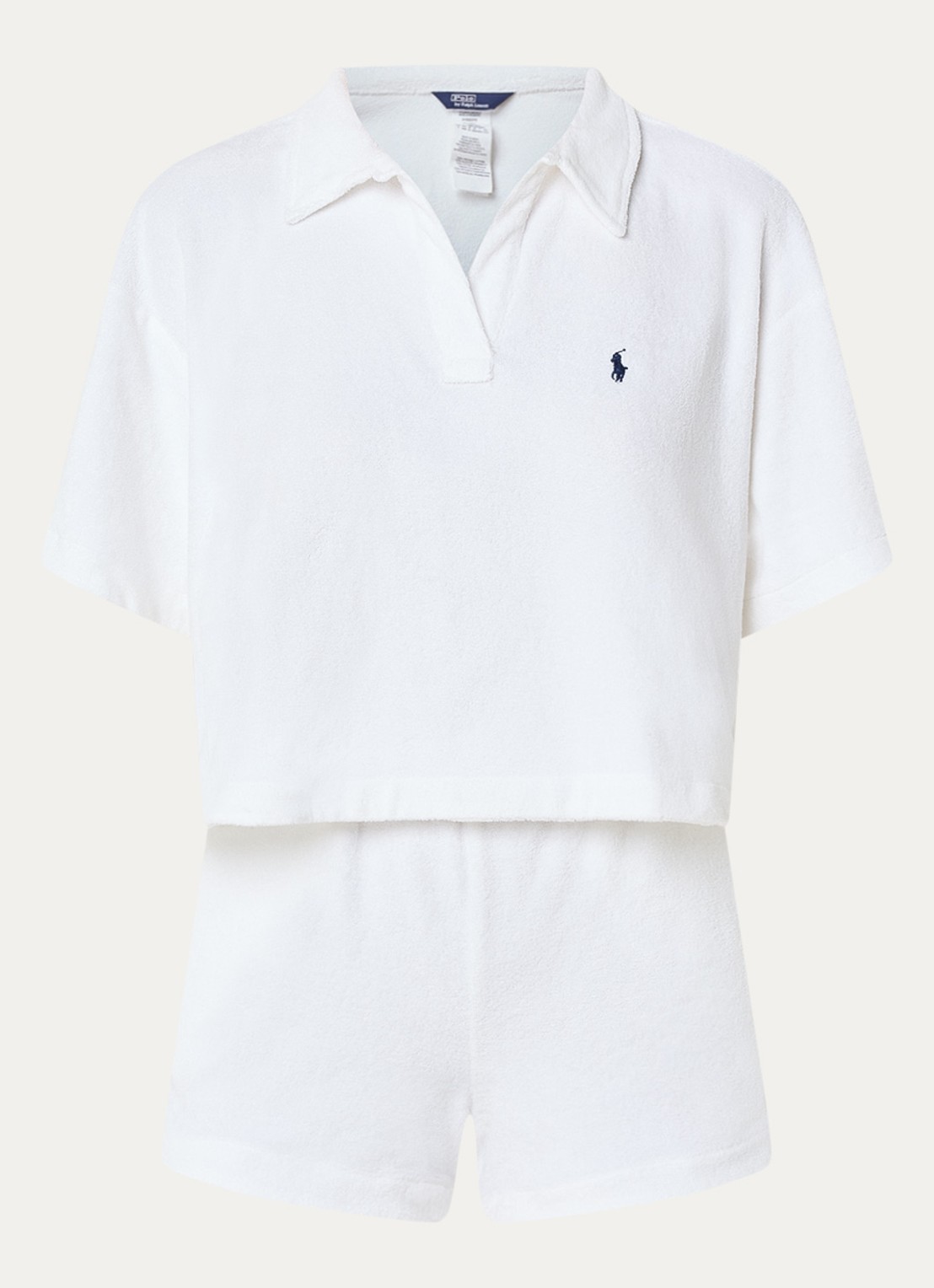 Ralph Lauren Strandset van badstof met logo - voorkant 2 wit