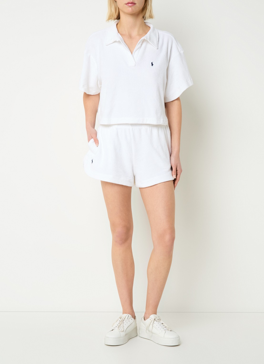 Ralph Lauren Strandset van badstof met logo - voorkant 3 wit