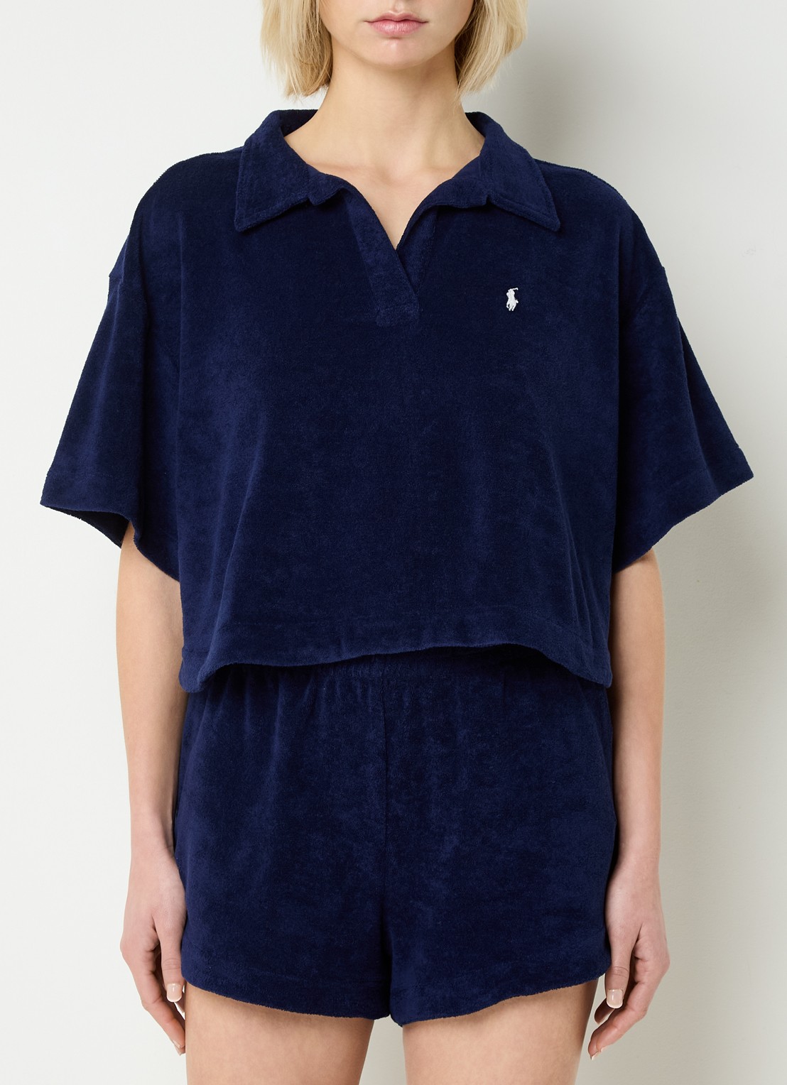 Ralph Lauren Strandset van badstof met logo - detail 4 donkerblauw