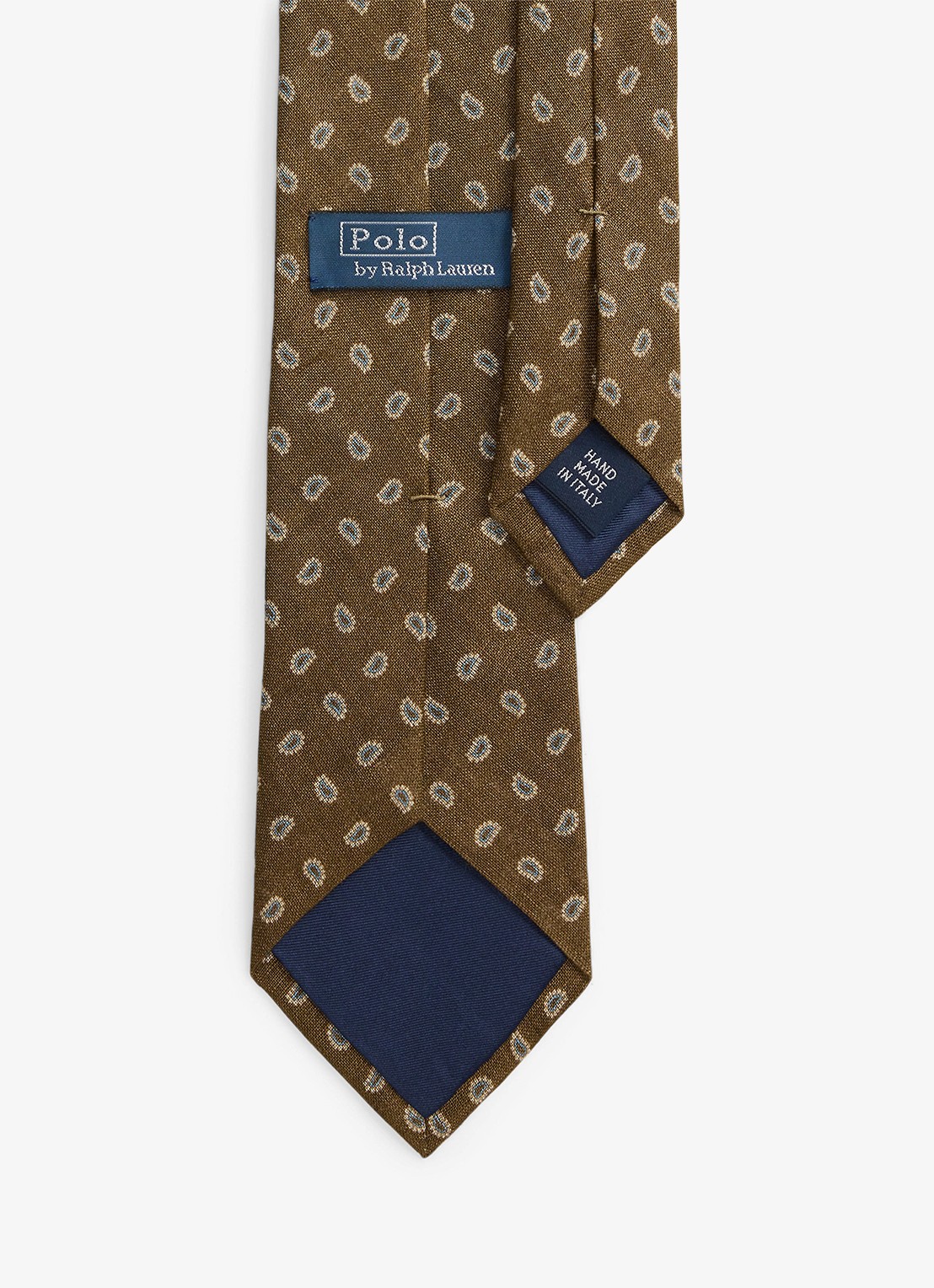 Ralph Lauren Stropdas van linnen met print - detail cafe brown / bruin