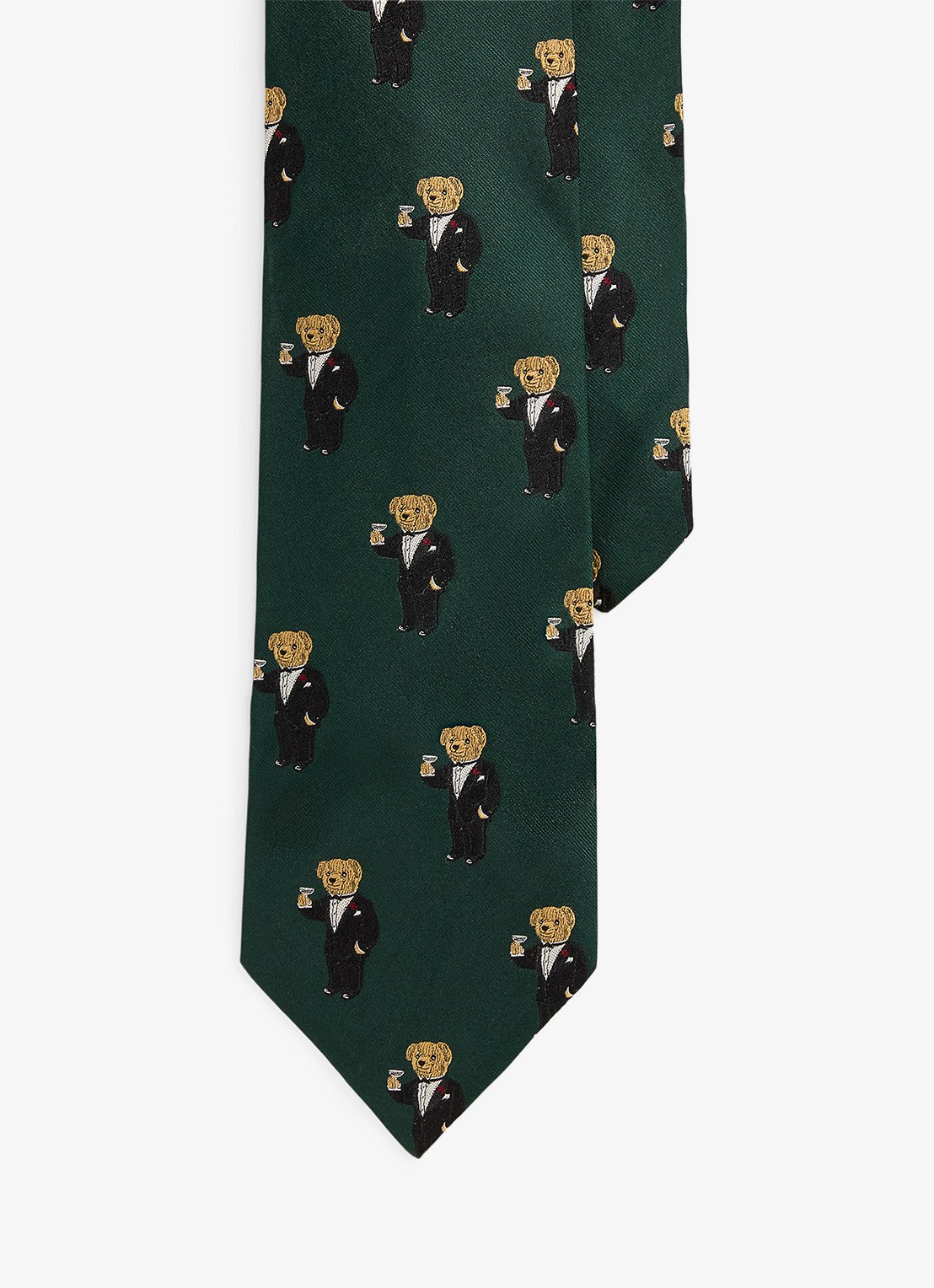 Ralph Lauren Stropdas van zijde met print  - voorkant donkergroen