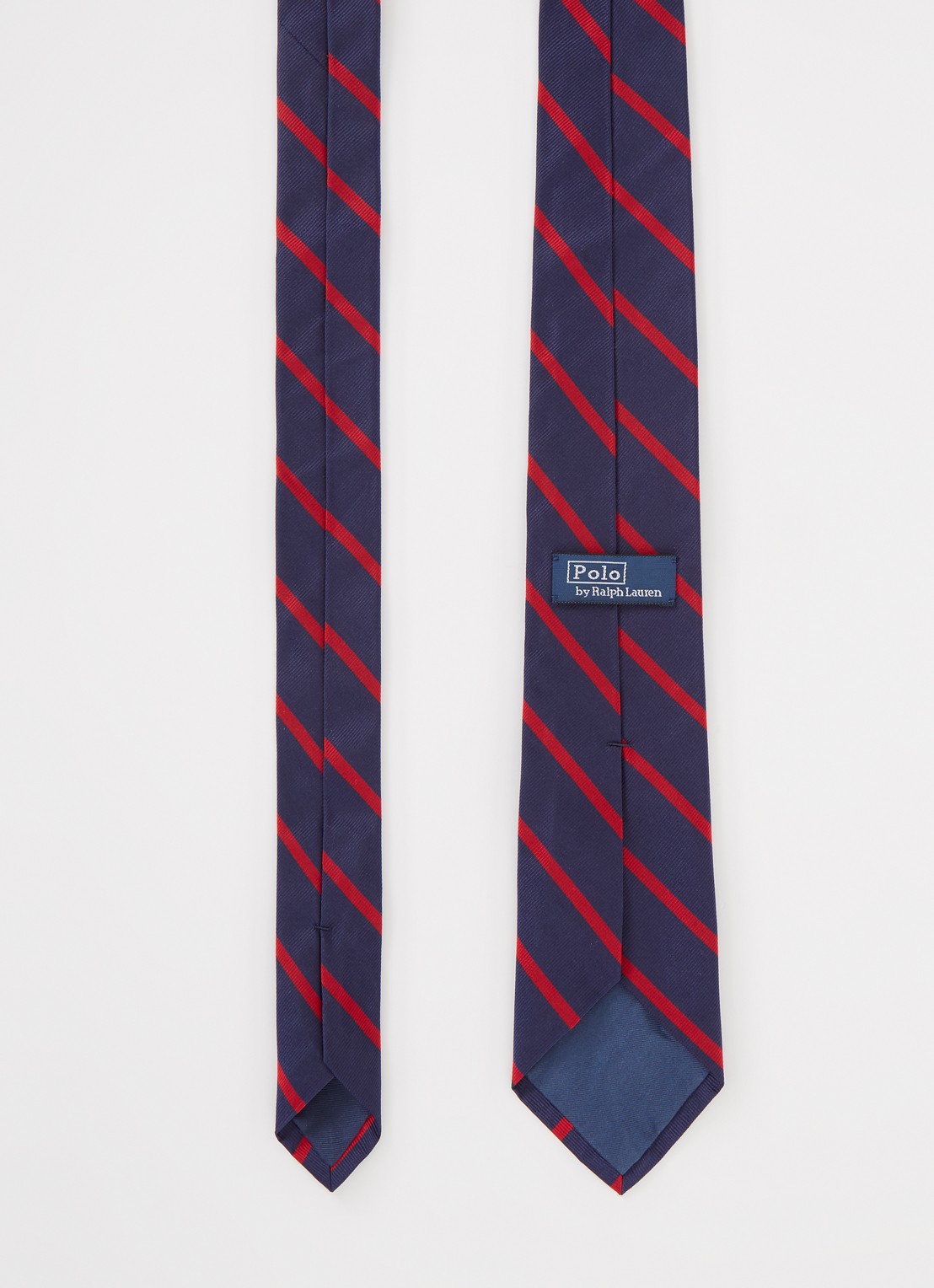 Ralph Lauren Stropdas van zijde met streepprint - detail 3 navy/red