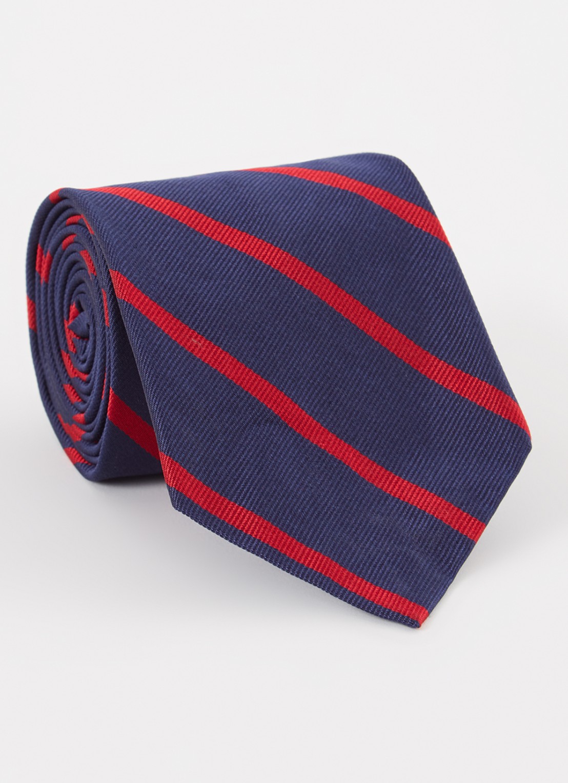 Ralph Lauren Stropdas van zijde met streepprint - voorkant navy/red