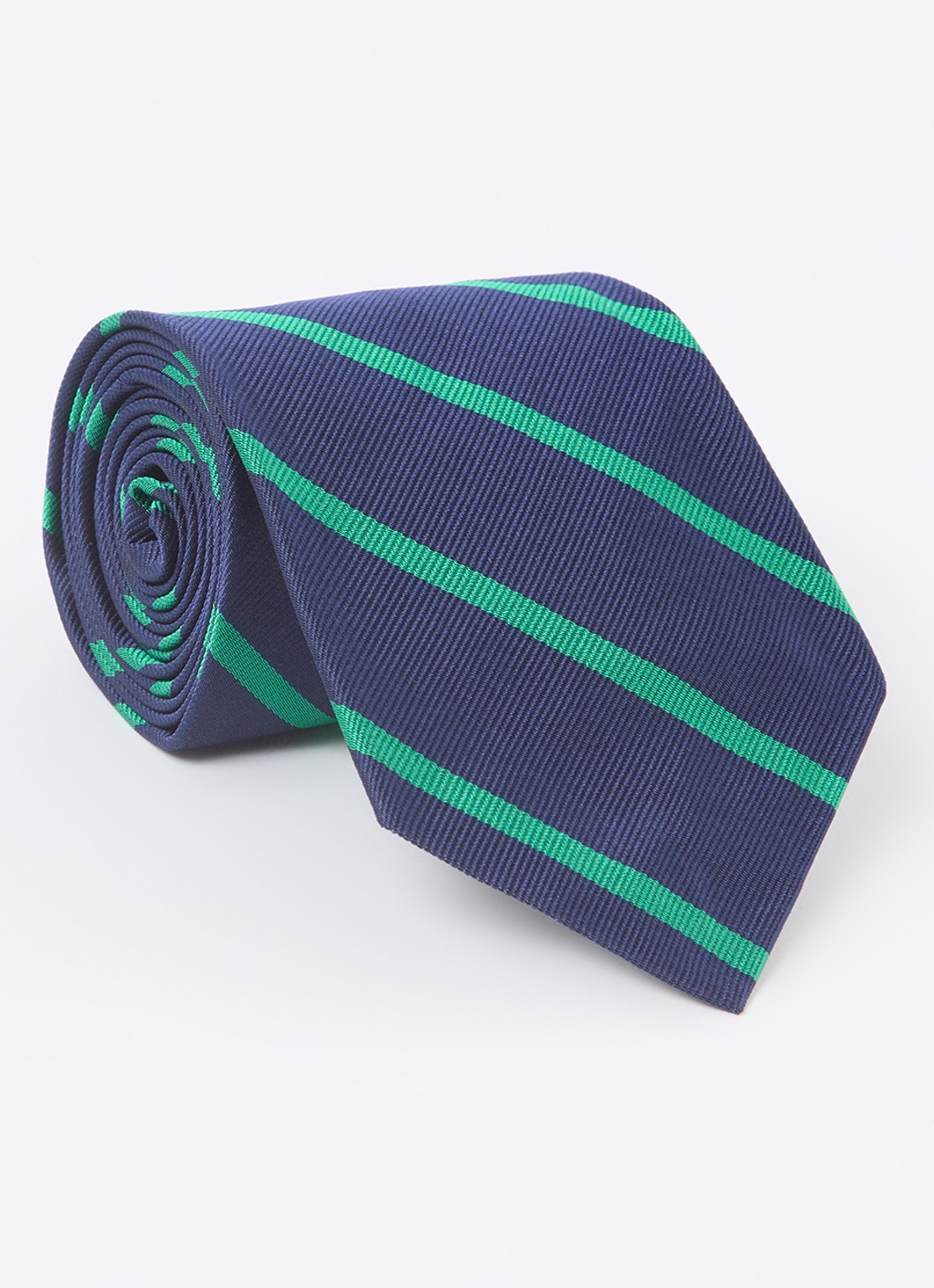 Ralph Lauren Stropdas van zijde met streepprint - voorkant 2 navy/green