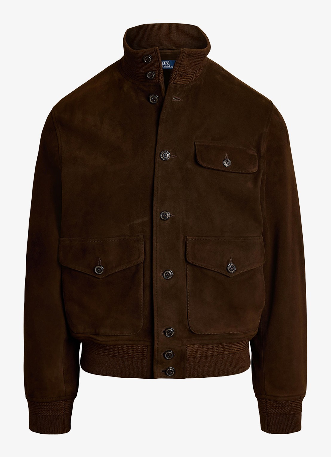 Ralph Lauren Suède jack met borstzak - voorkant 3 dark beech / donkerbruin
