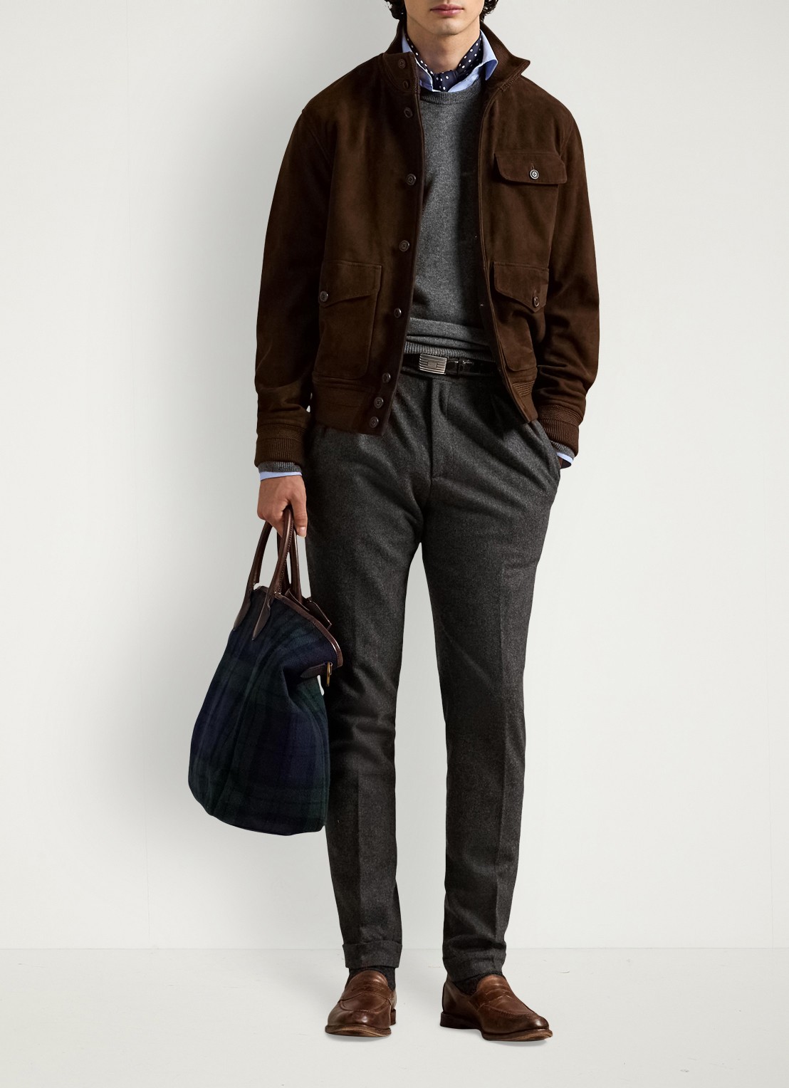 Ralph Lauren Suède jack met borstzak - voorkant 4 dark beech / donkerbruin