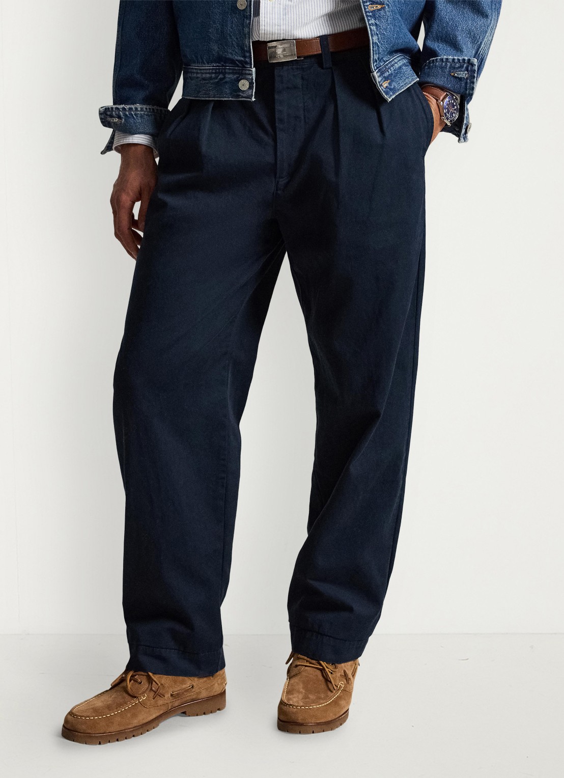 Ralph Lauren Suffield relaxed fit chino met plooidetail - detail aviator navy / donkerblauw