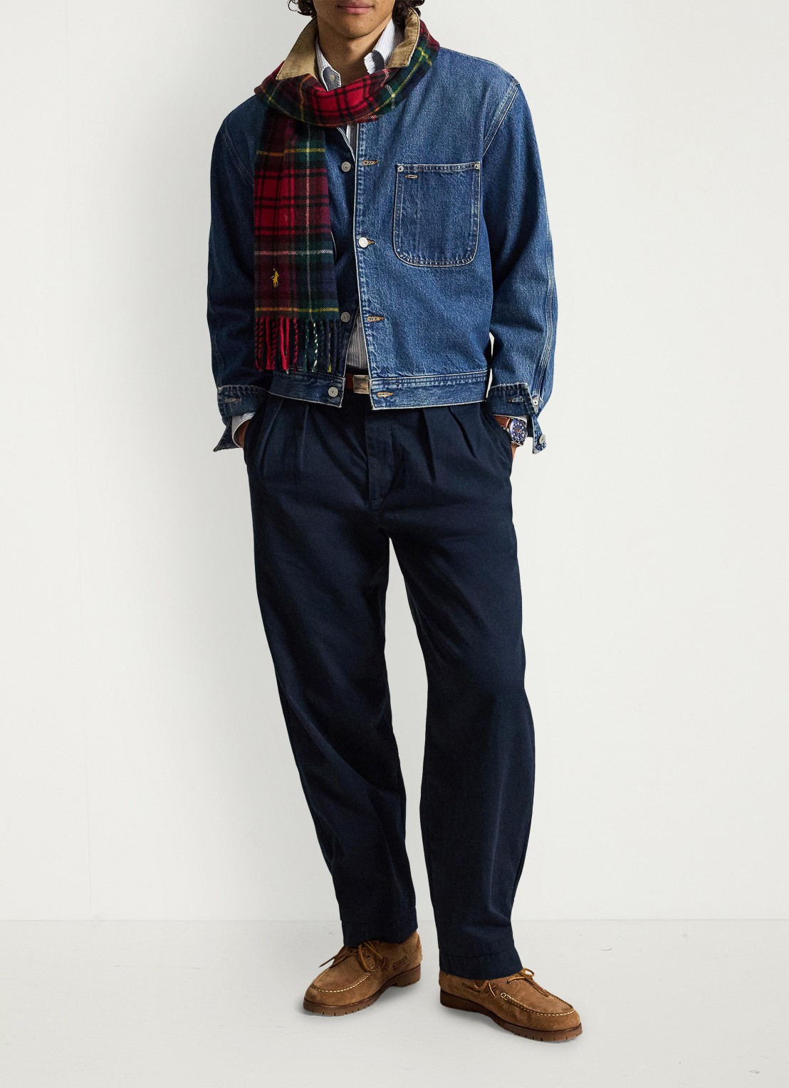 Ralph Lauren Suffield relaxed fit chino met plooidetail - voorkant 5 aviator navy / donkerblauw