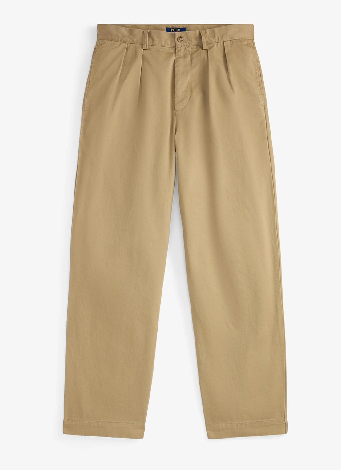 Ralph Lauren Suffield relaxed fit chino met plooidetail - voorkant khaki hill / khaki