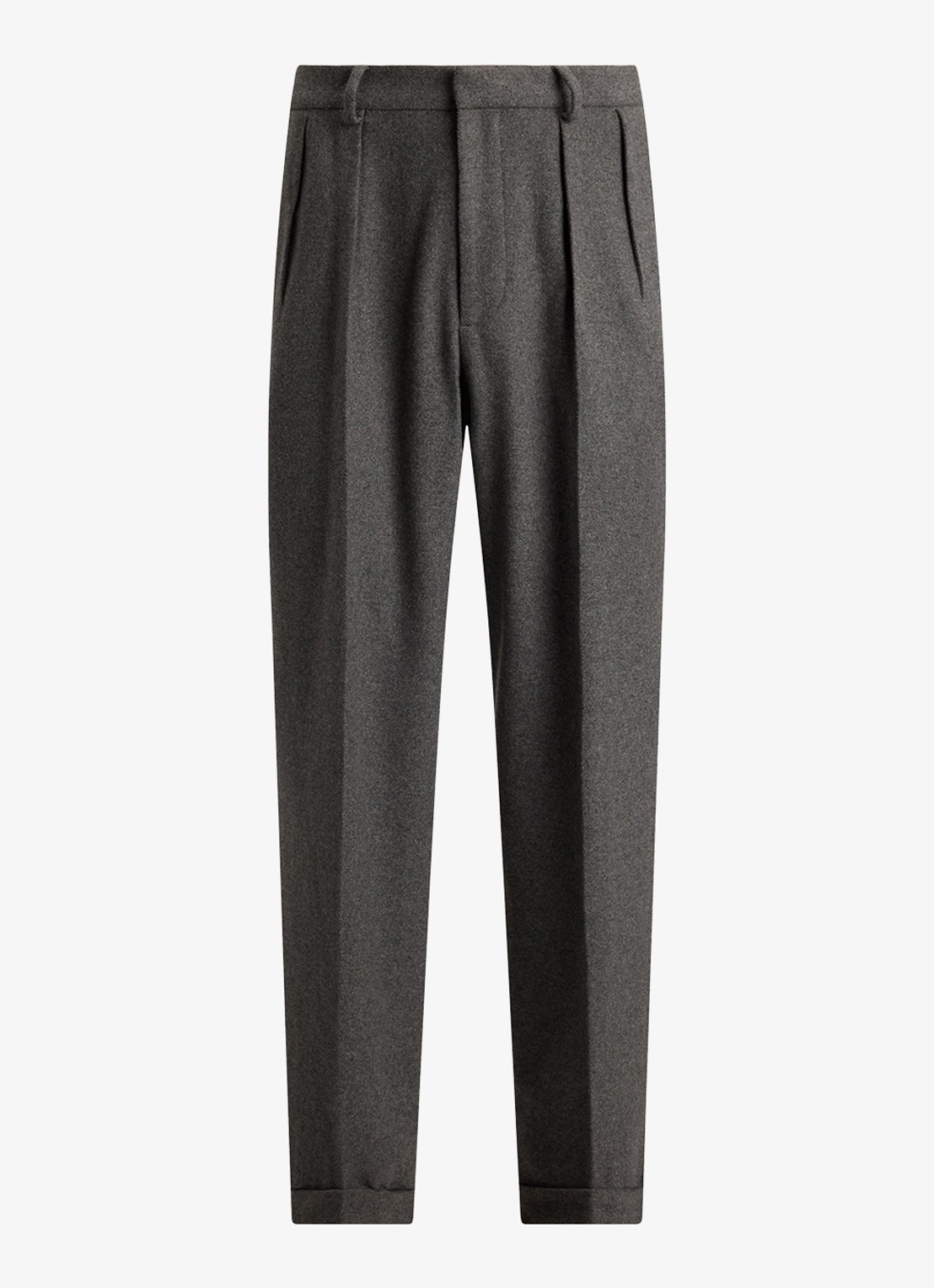 Ralph Lauren Suffield relaxed fit pantalon in wolblend met plooidetail - voorkant medium grey / middengrijs