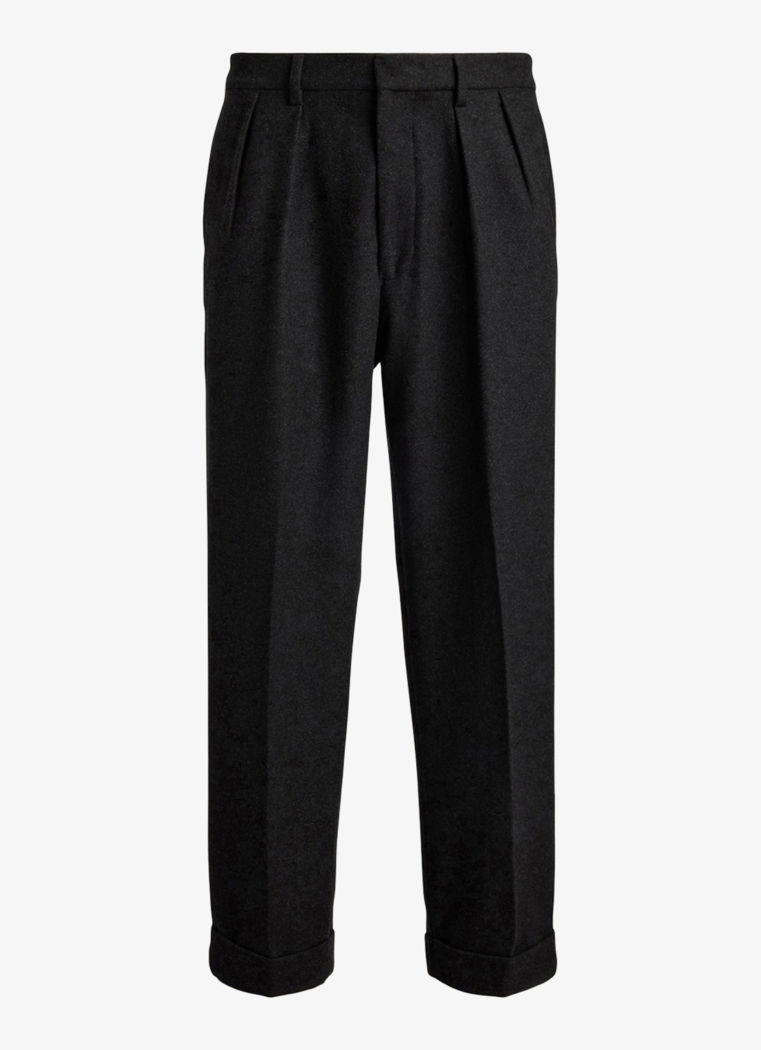 Ralph Lauren Suffield relaxed fit pantalon in wolblend met plooidetail - voorkant dark grey / donkergrijs