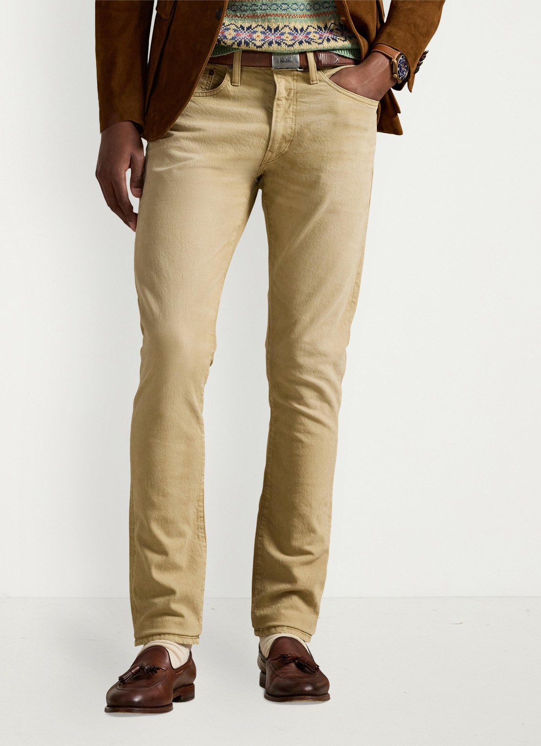 Ralph Lauren Sullivan slim fit jeans met gekleurde wassing - detail 3 hdn khaki hill / khaki