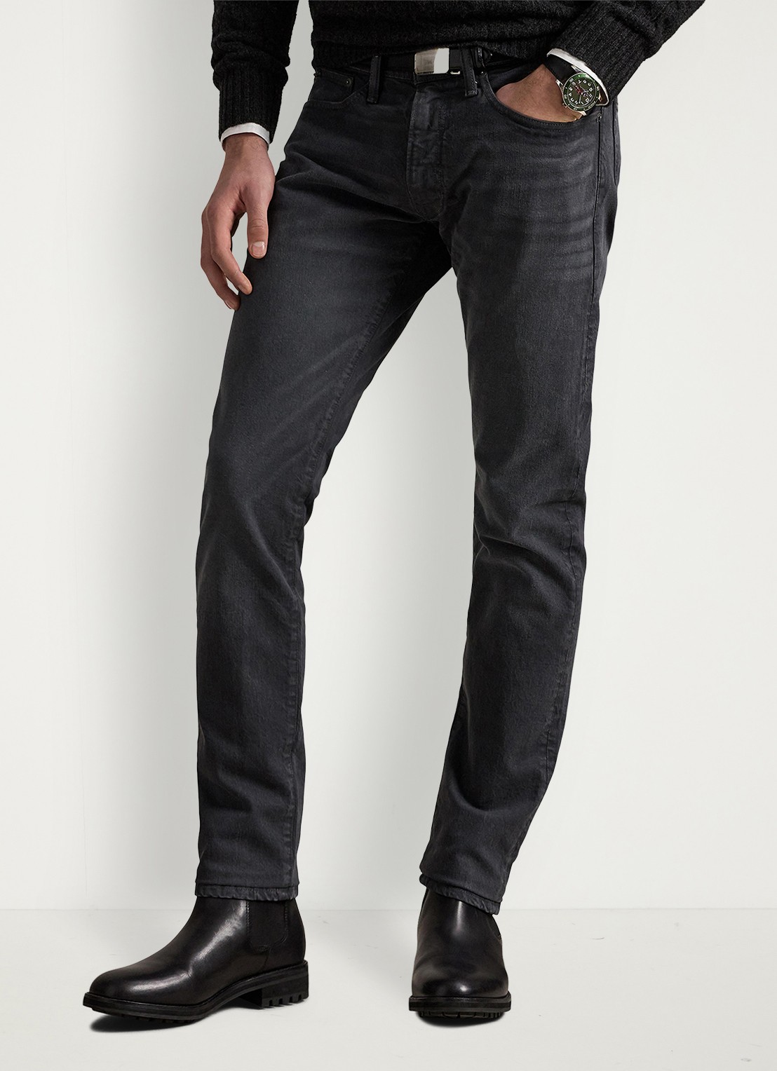 Ralph Lauren Sullivan slim fit jeans met gekleurde wassing - detail 2 hdn mechanic grey / donkergrijs