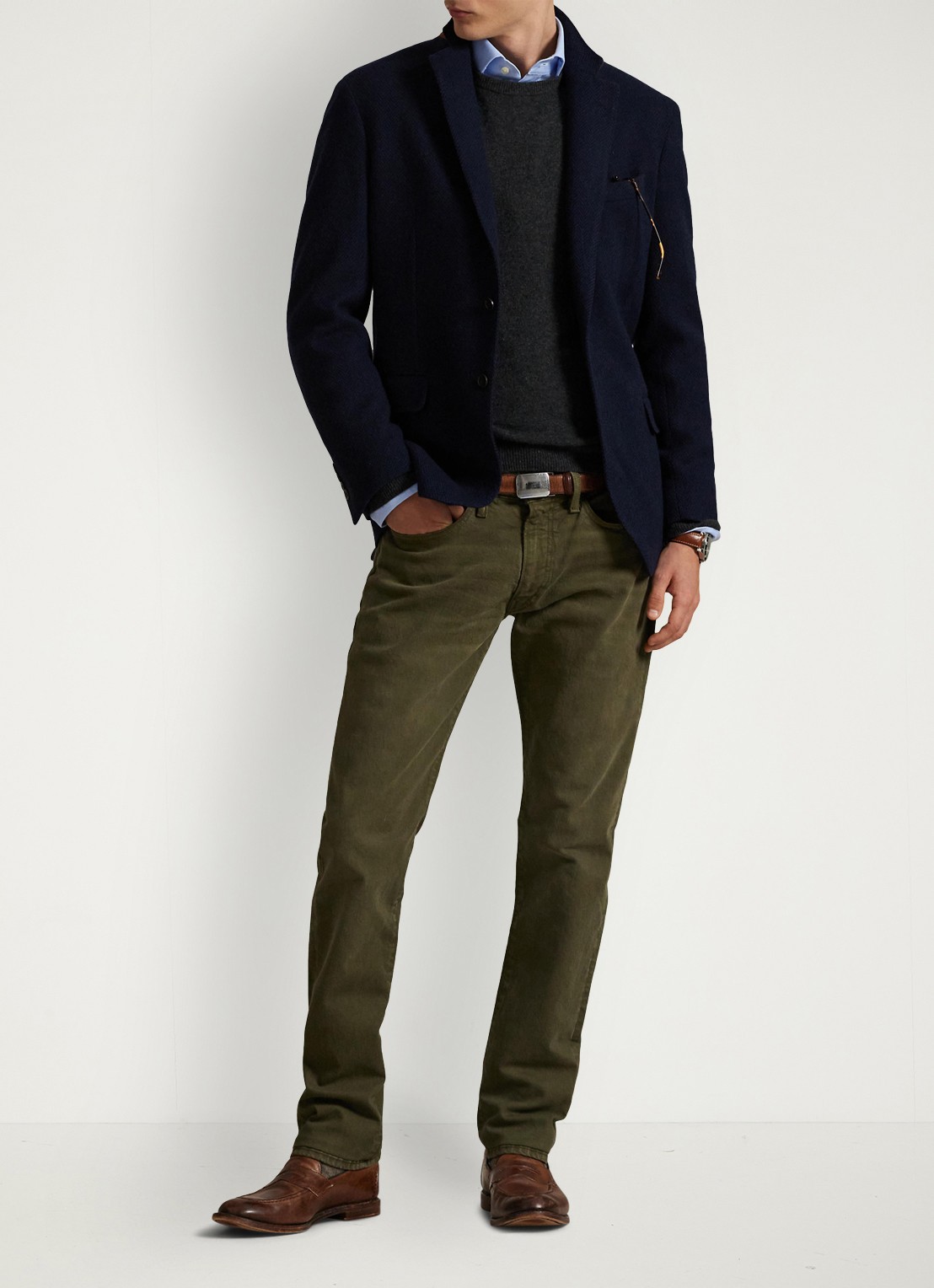 Ralph Lauren Sullivan slim fit jeans met gekleurde wassing - voorkant 2 hdn dark loden / groen