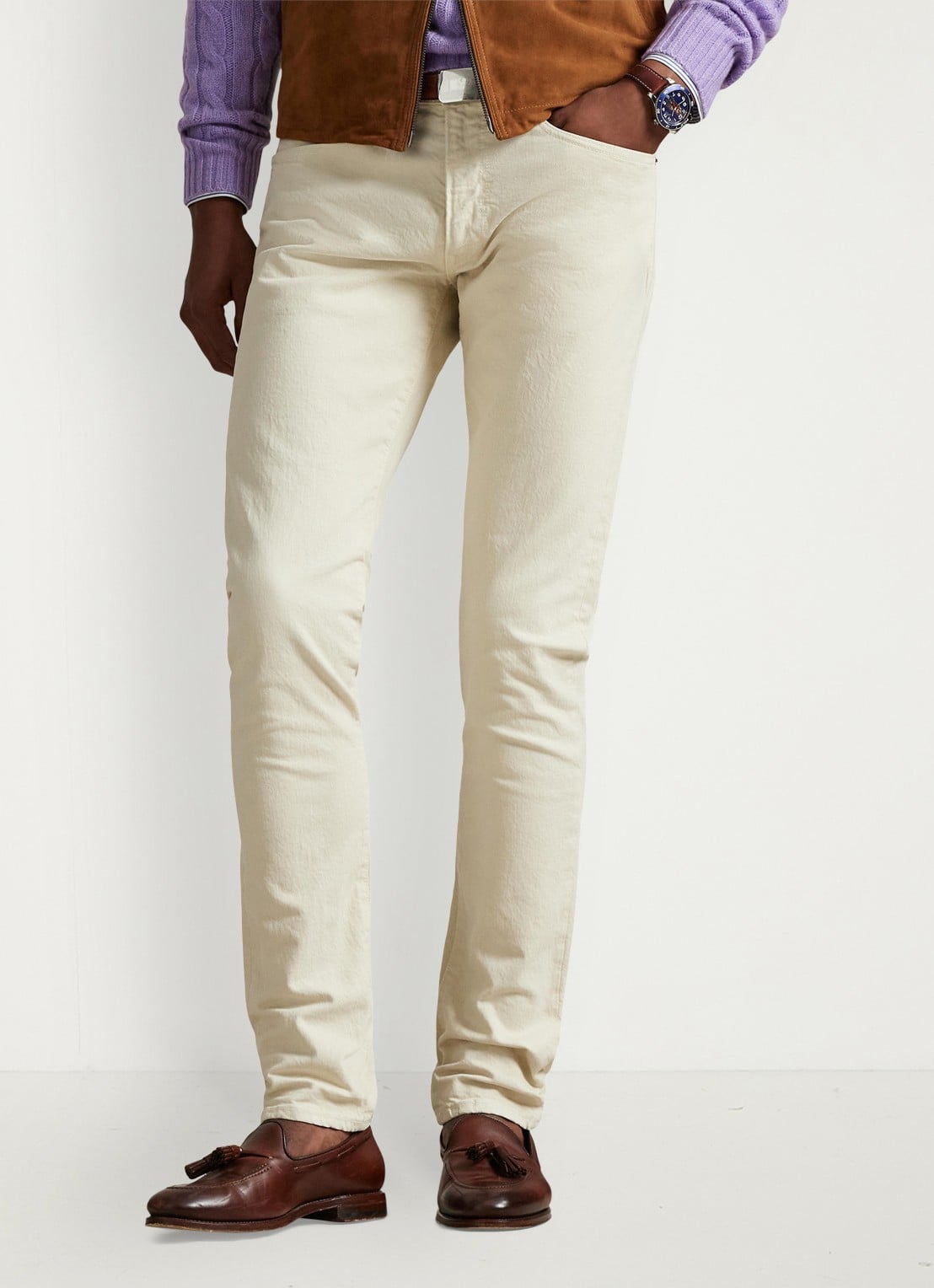 Ralph Lauren Sullivan slim fit jeans met gekleurde wassing - detail 2 hdn andover cream / creme