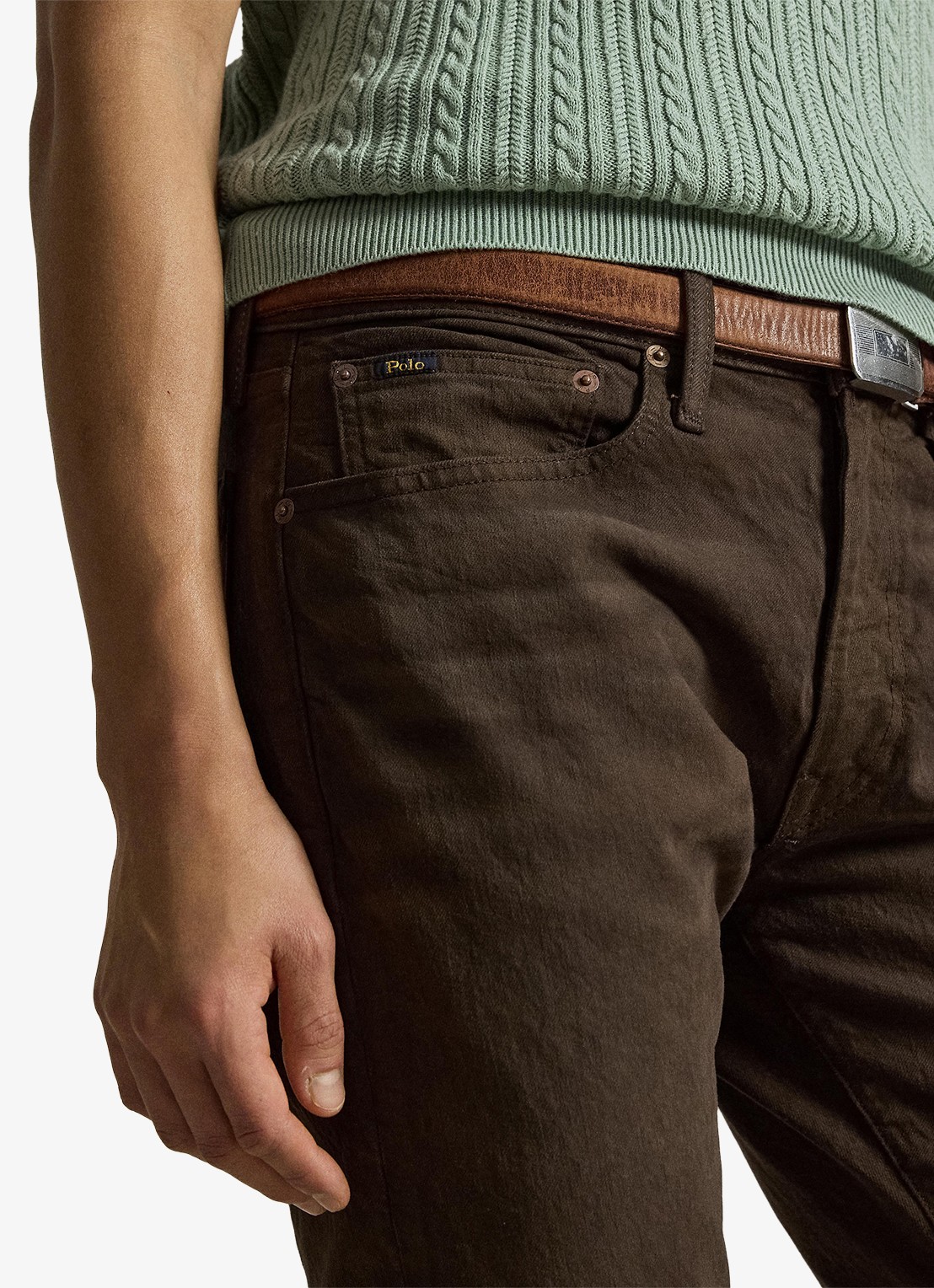 Ralph Lauren Sullivan slim fit jeans met gekleurde wassing - detail 2 hdn circuit brown / bruin