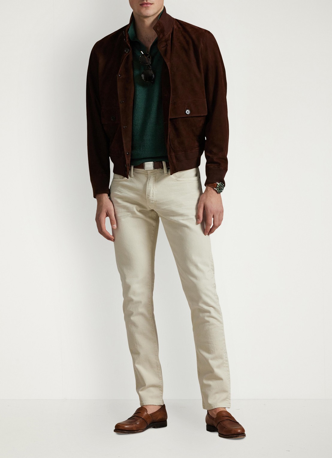 Ralph Lauren Sullivan slim fit jeans met stretch - voorkant 2 hillstone new stone / gebroken wit