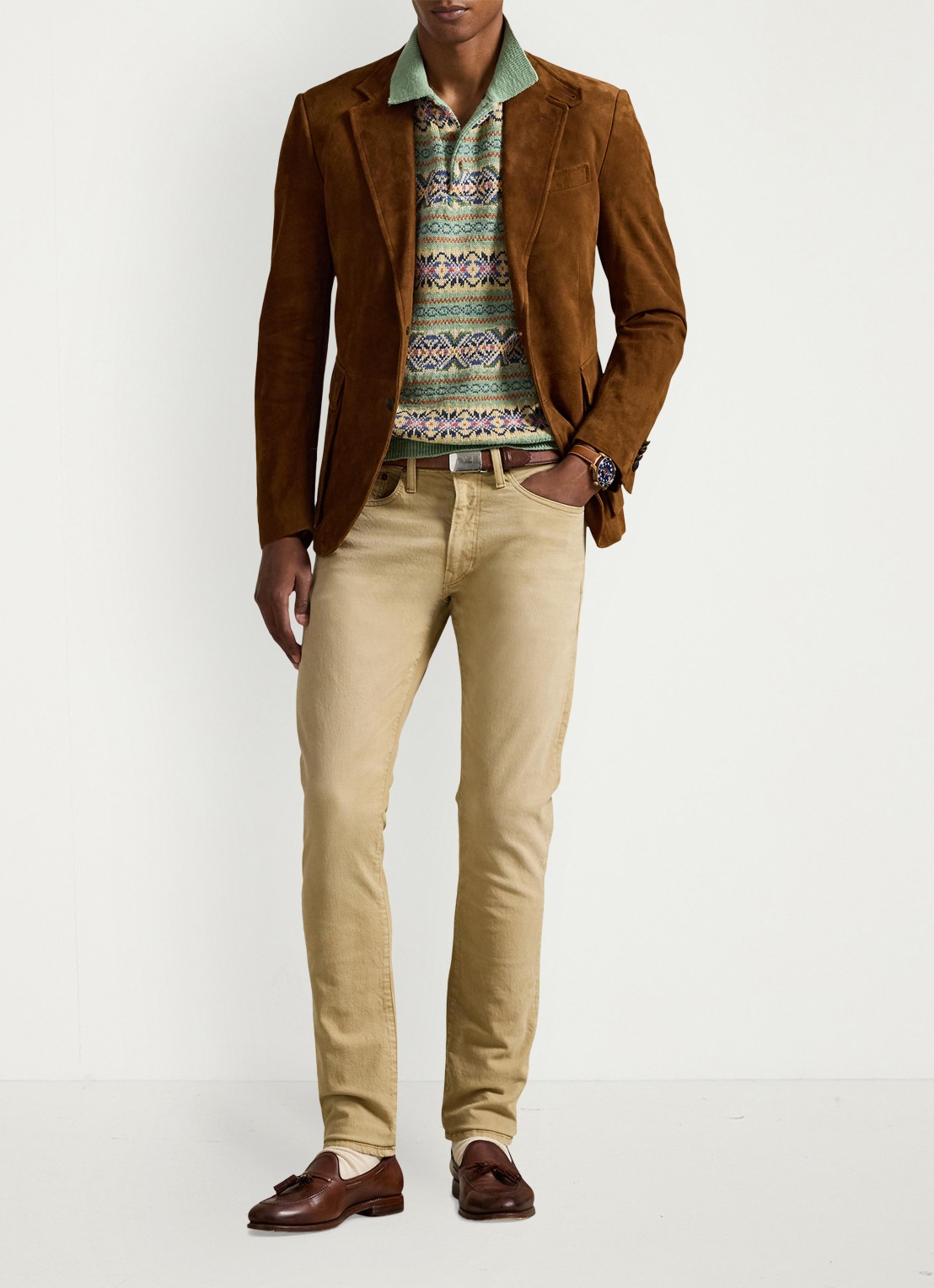 Ralph Lauren Sullivan slim stretch Polo Pony jeans  - voorkant 3 hdn khaki hill / khaki