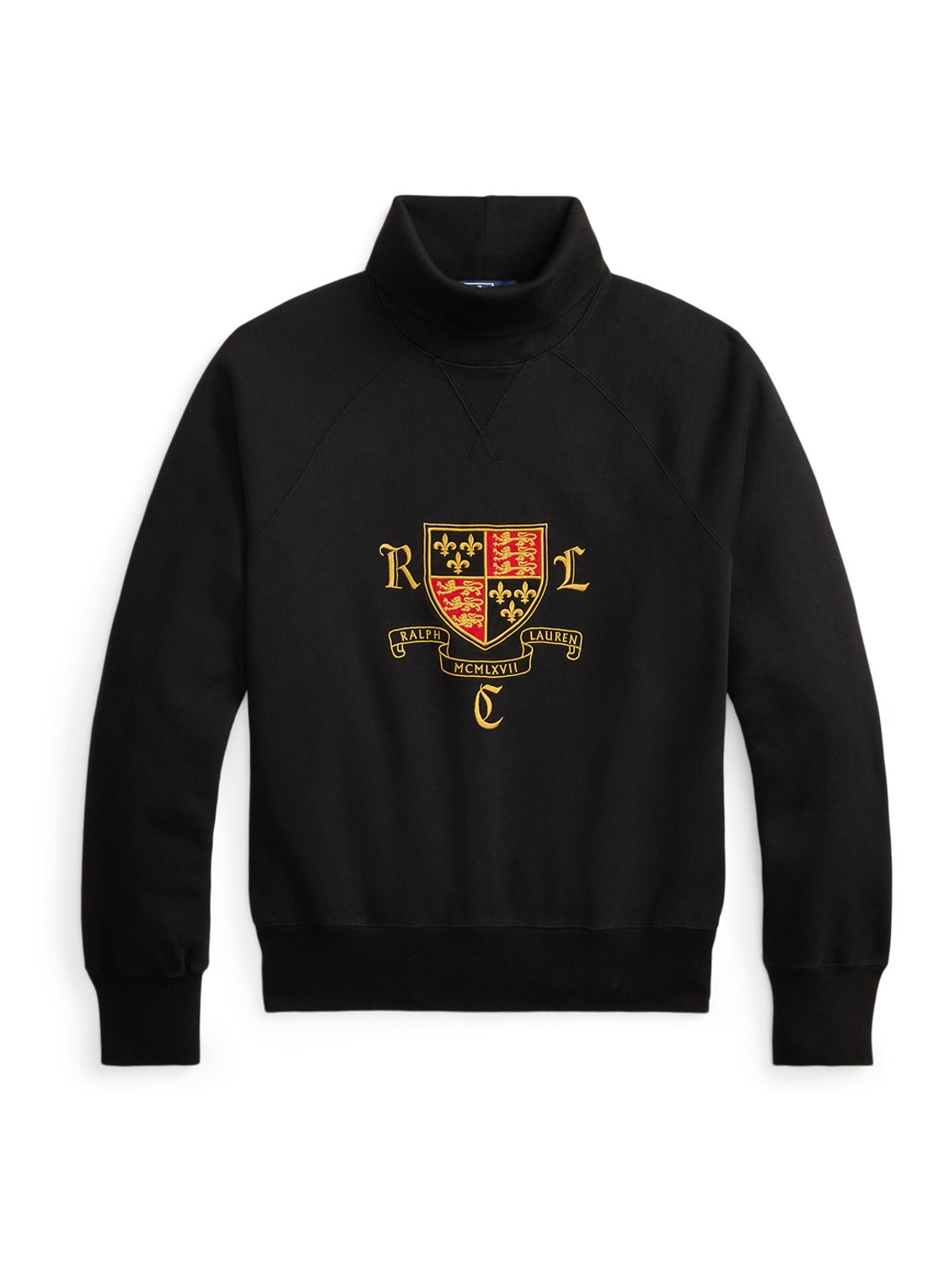Ralph Lauren Sweater met col en logoprint - voorkant polo black / zwart