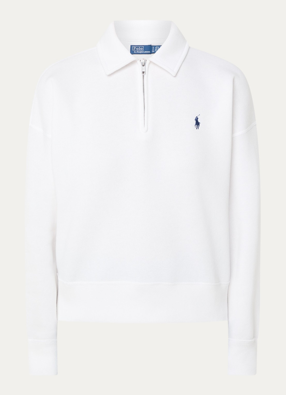 Ralph Lauren Sweater met halve rits en logoborduring - voorkant 2 wit