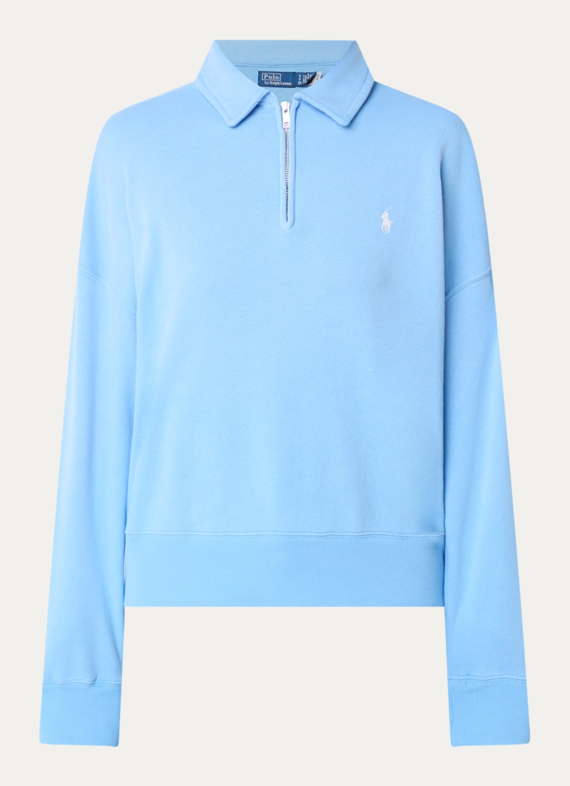 Ralph Lauren Sweater met halve rits en logoborduring - voorkant blauw