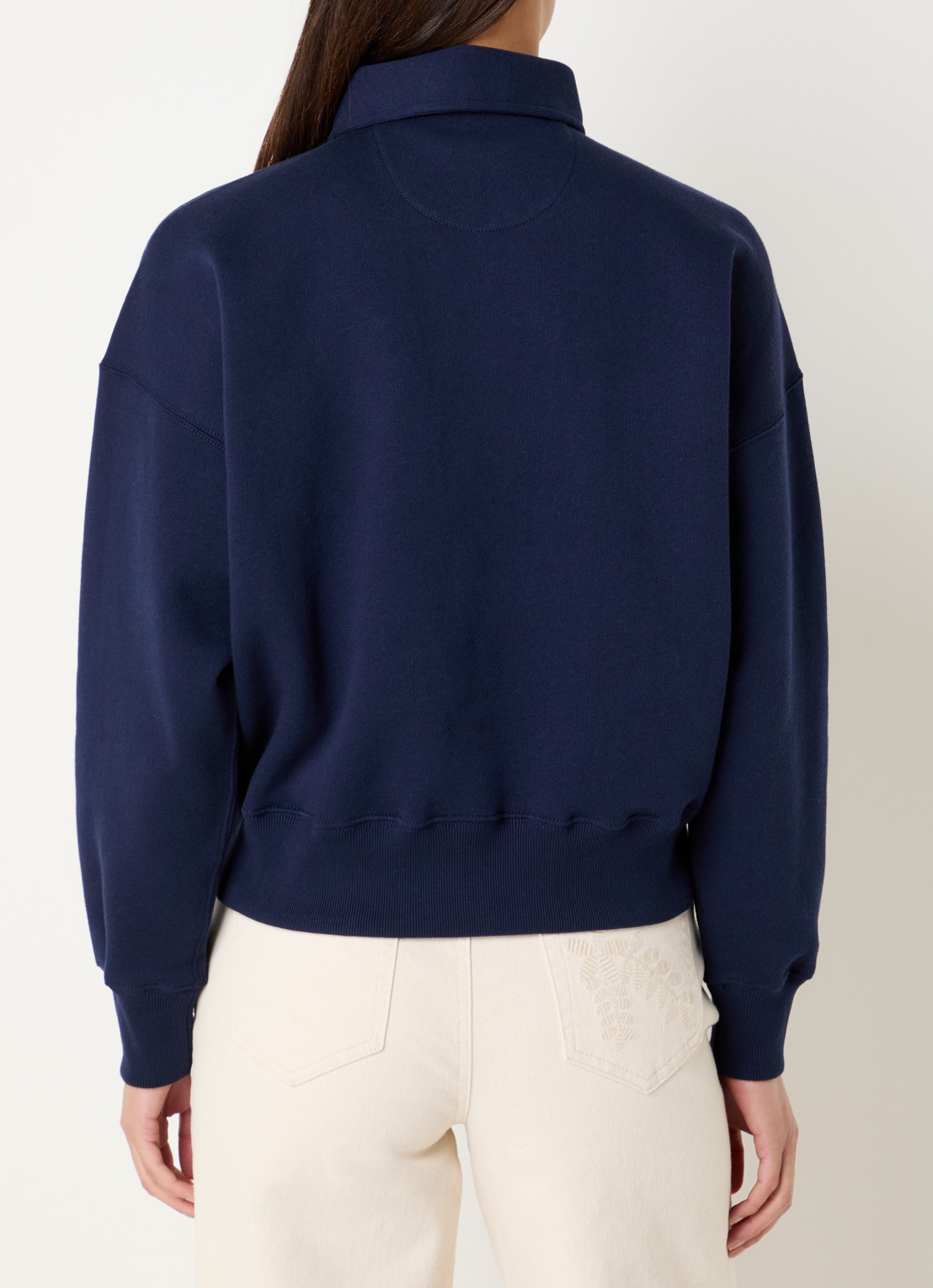 Ralph Lauren Sweater met halve rits en logoborduring - achterkant donkerblauw