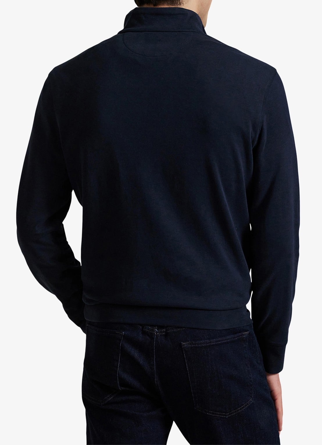 Ralph Lauren Sweater met halve rits en logoborduring - achterkant 3 donkerblauw