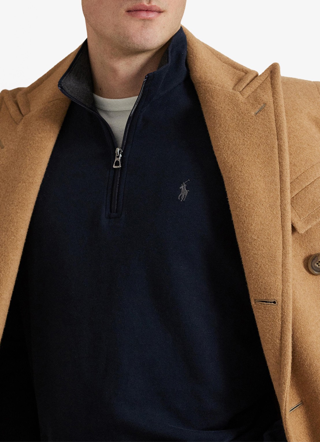 Ralph Lauren Sweater met halve rits en logoborduring - detail 5 donkerblauw